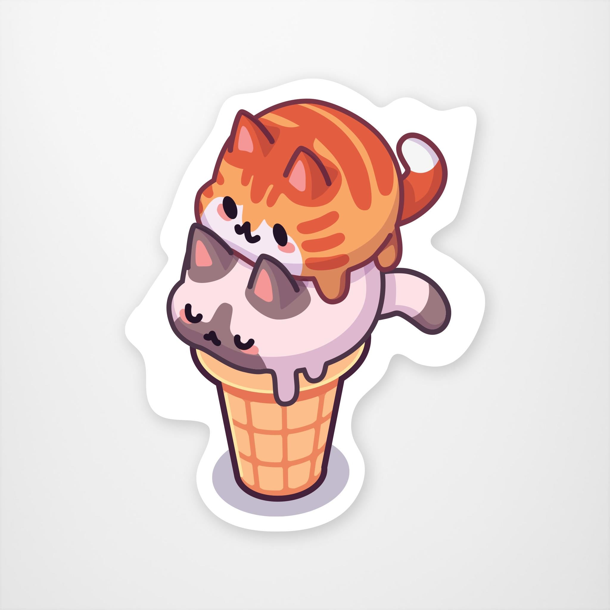 Ice Cream Kitty Vinyl Sticker