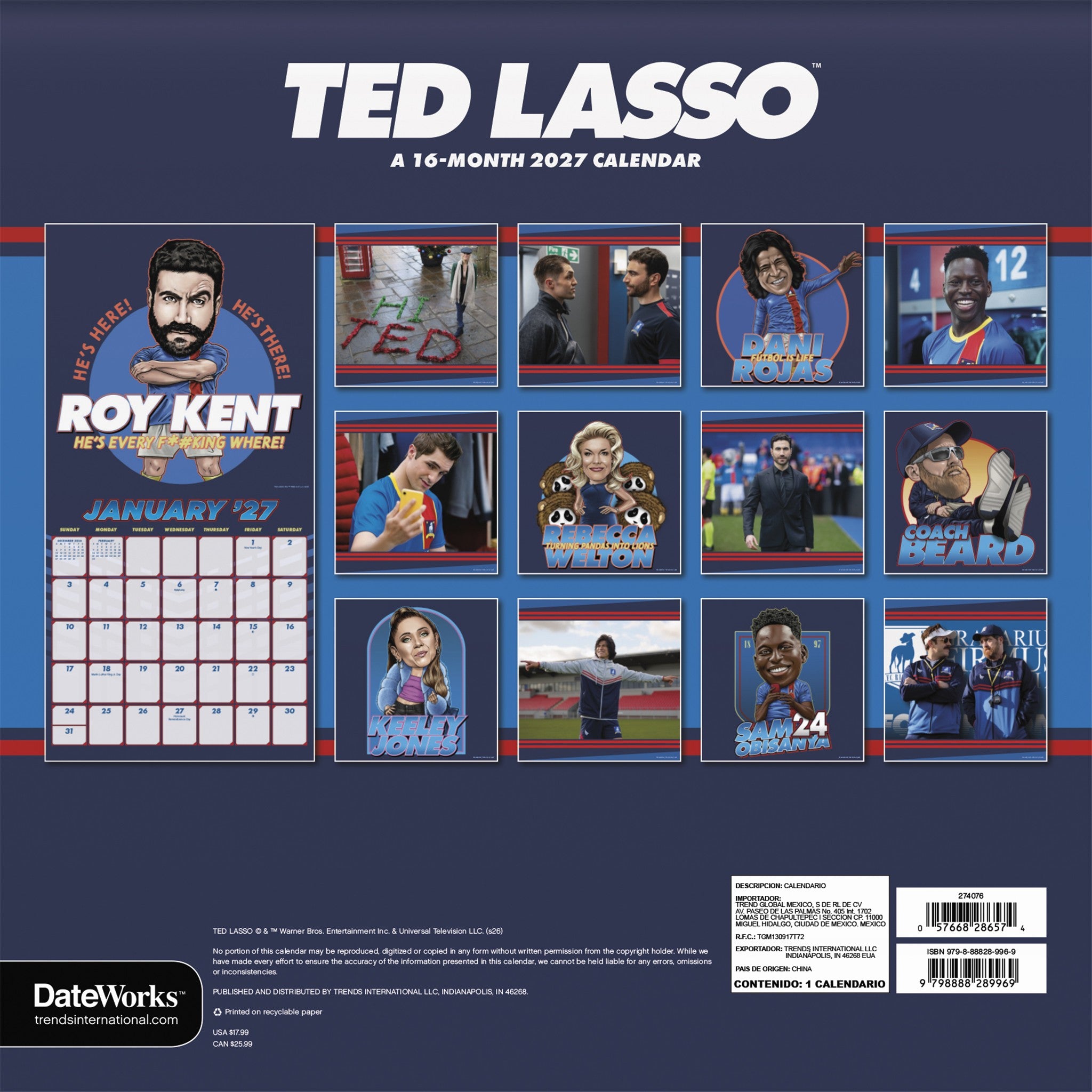 Calendrier mural Ted Lasso 2027