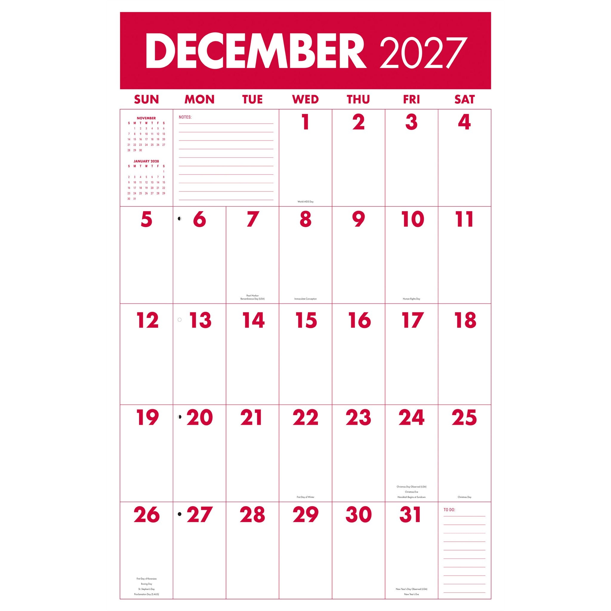 Calendrier mural Mammoth Grid 2027