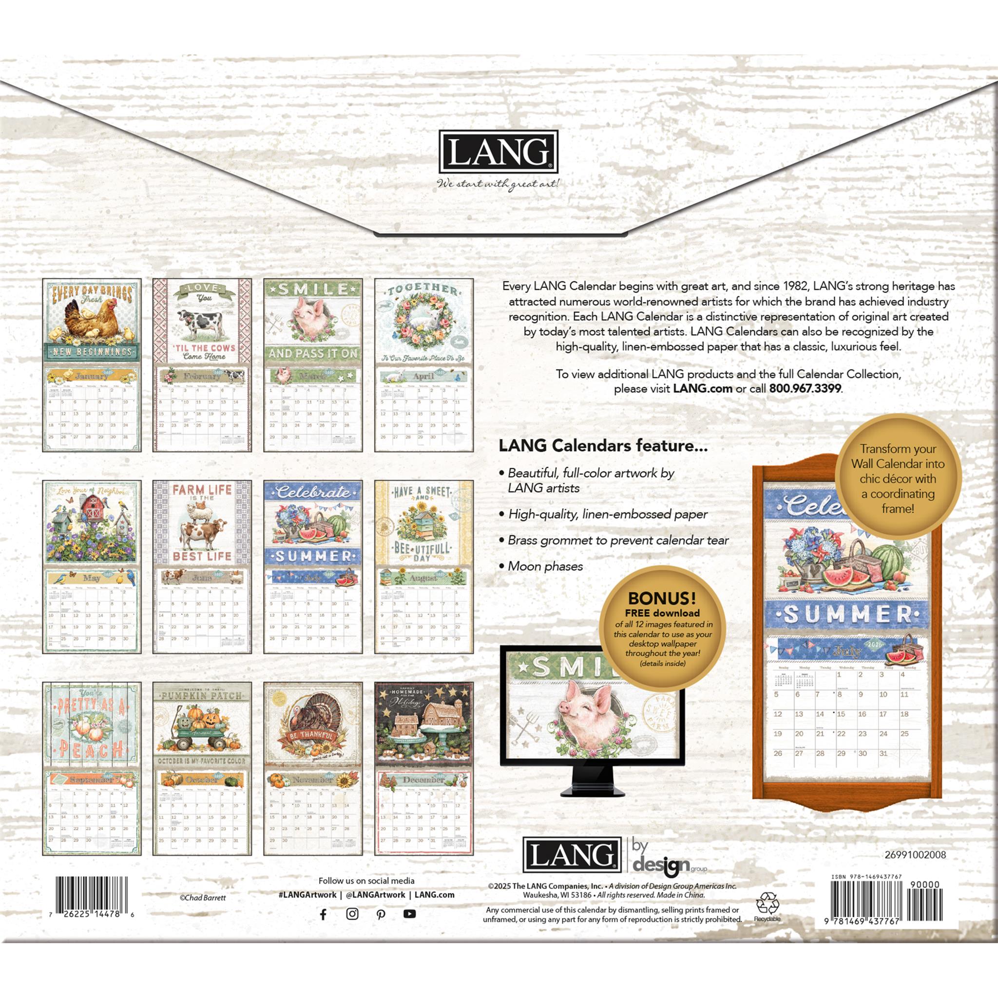 Calendrier mural de luxe Farmhouse 2026 - Disponible uniquement en ligne