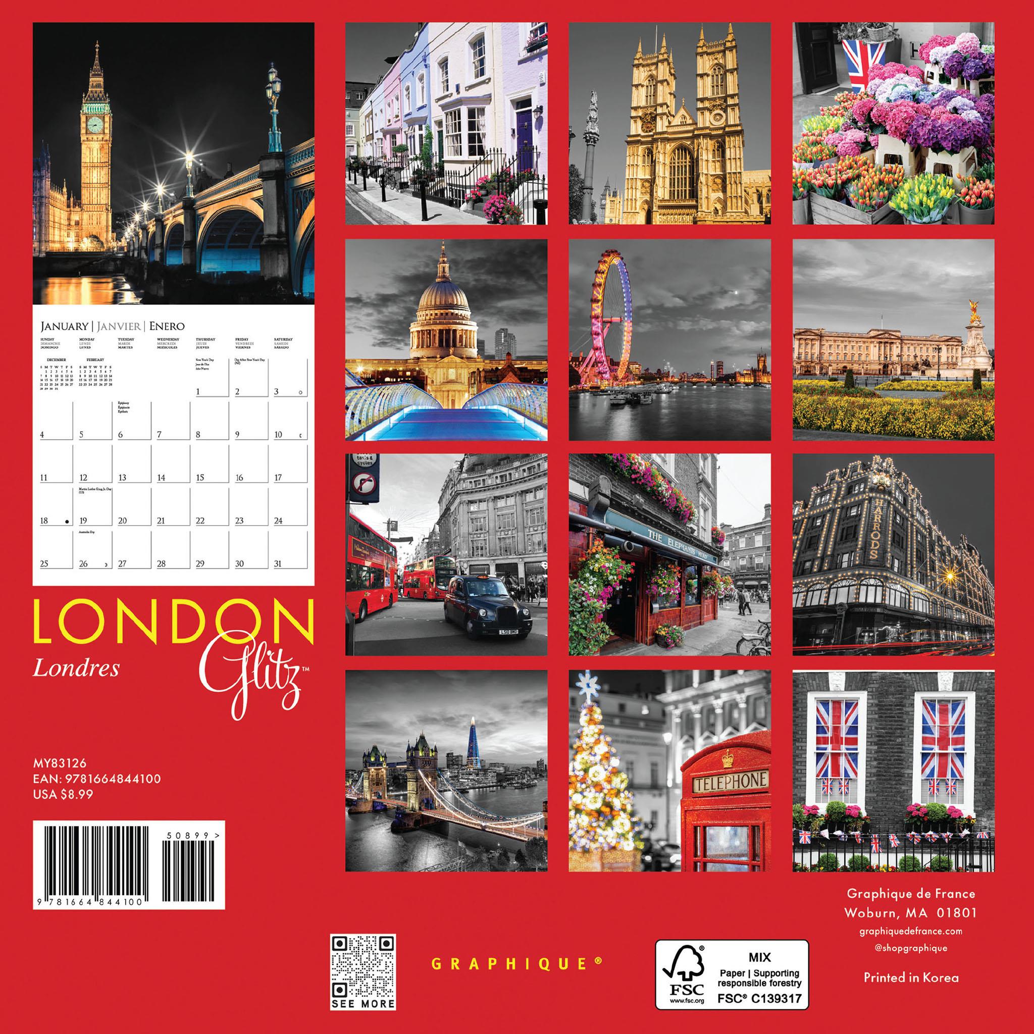 Mini-calendrier London Glitz 2026