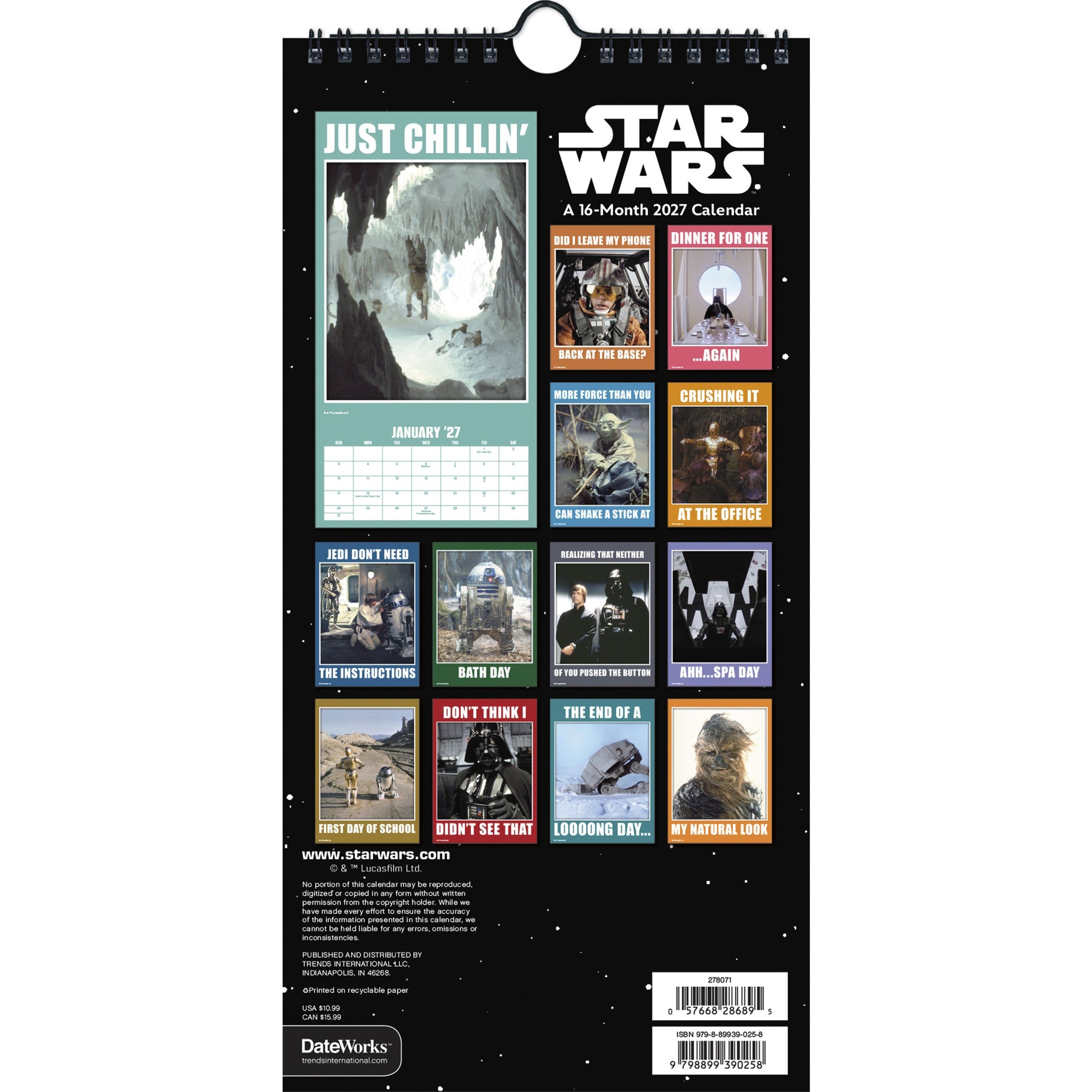 Calendrier Mural Slim Star Wars 2027