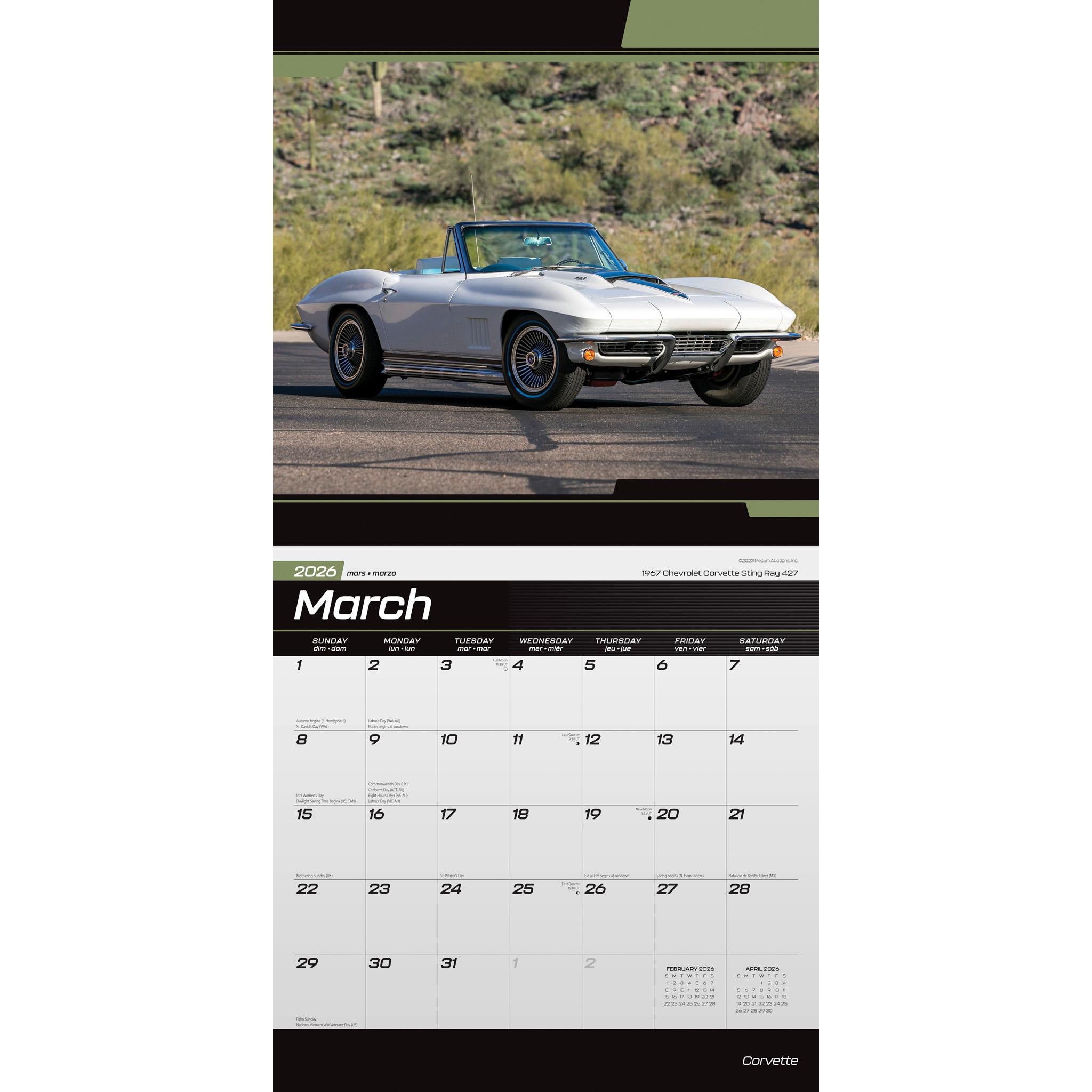 Corvette 2026 Wall Calendar