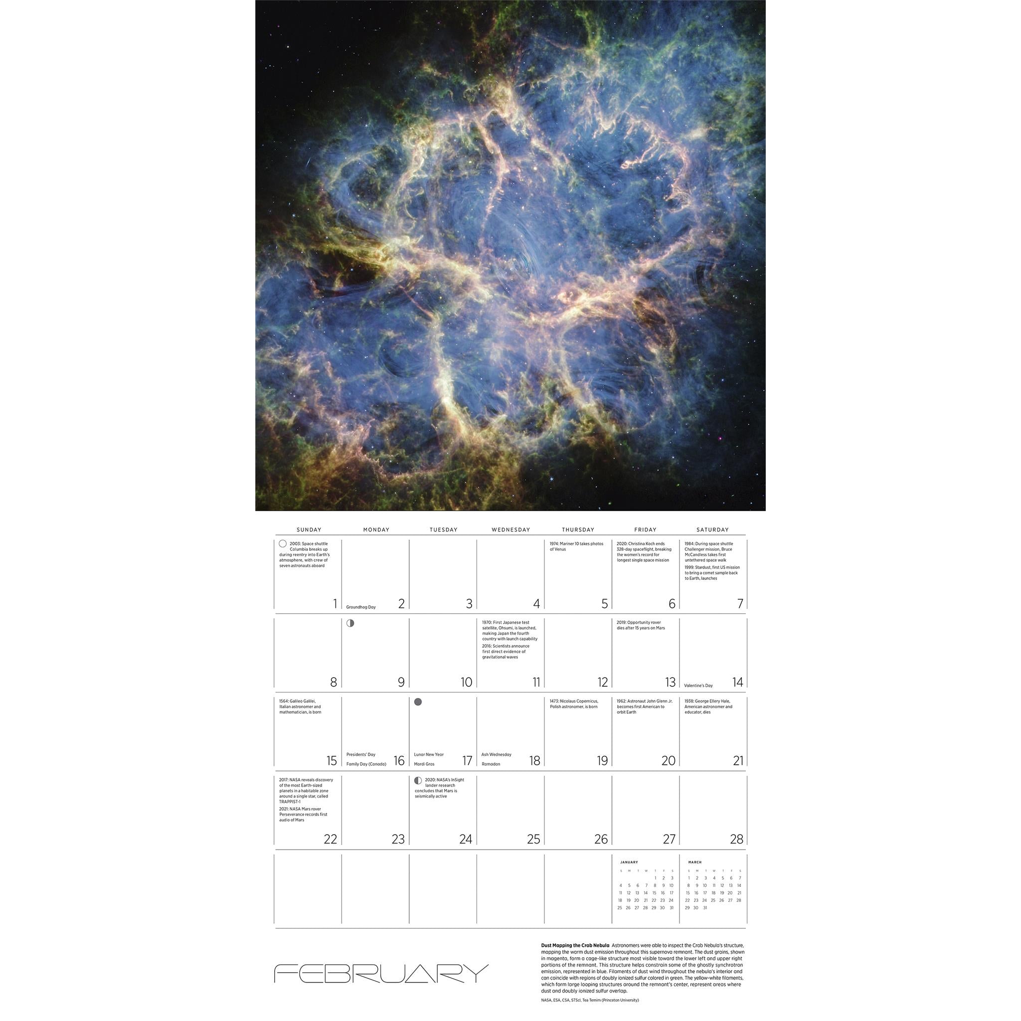 Calendrier mural édition spéciale de luxe Space Views 2026 avec impression