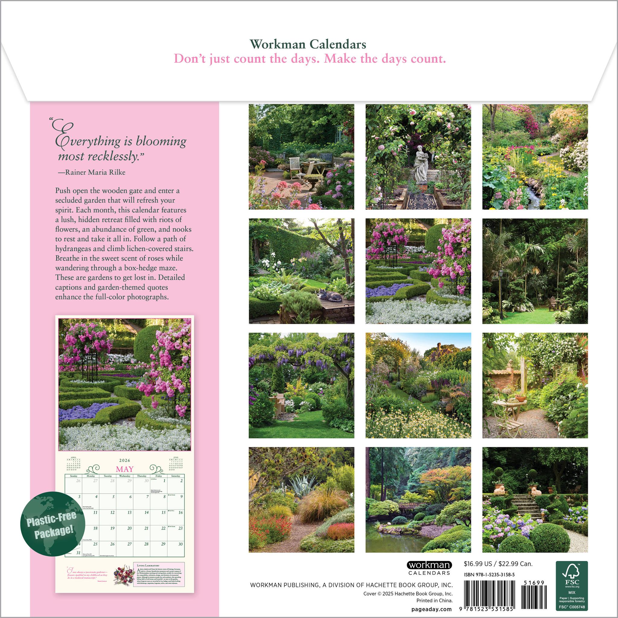 Calendrier mural Jardin secret 2026