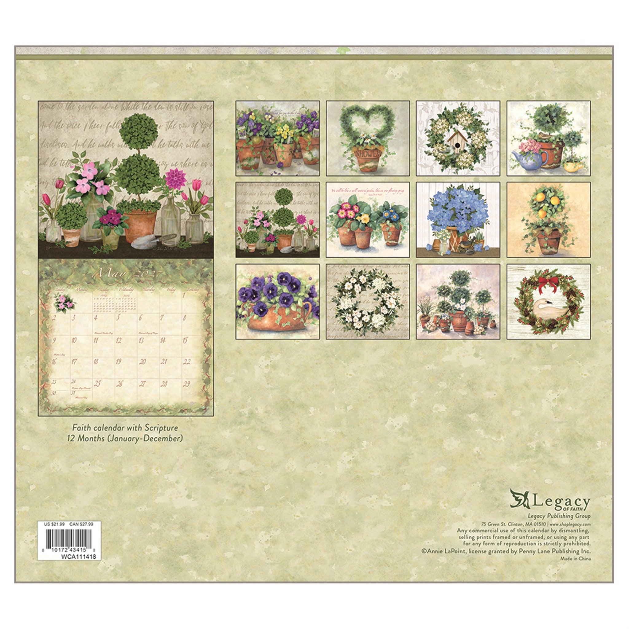 Calendrier mural 2027 Jardin gracieux