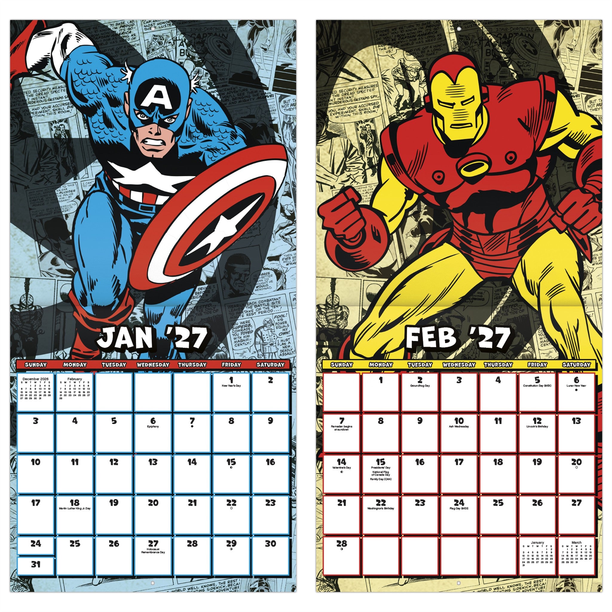 Calendrier mural Marvel Comics 2027