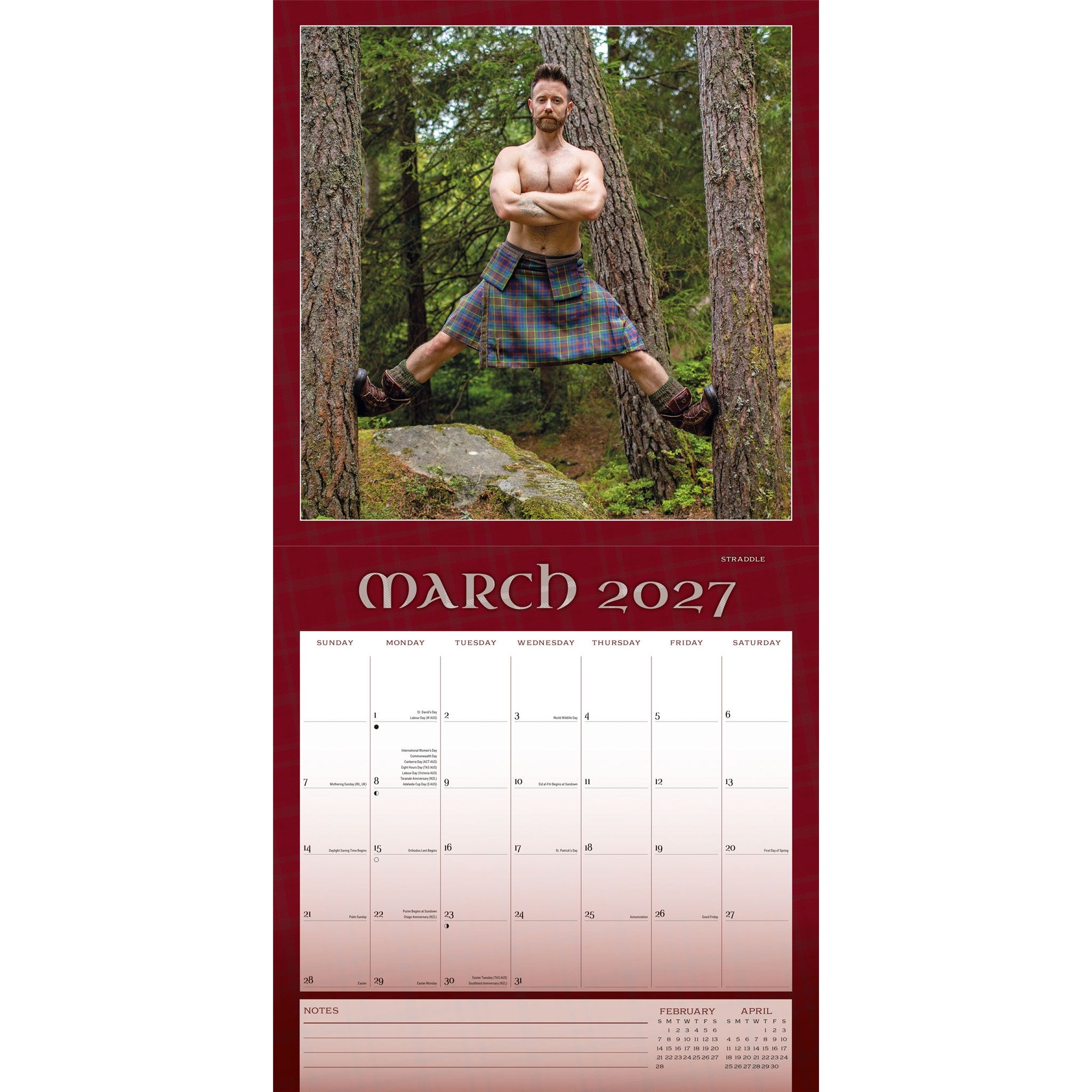 Calendrier mural Kilted Yoga 2027
