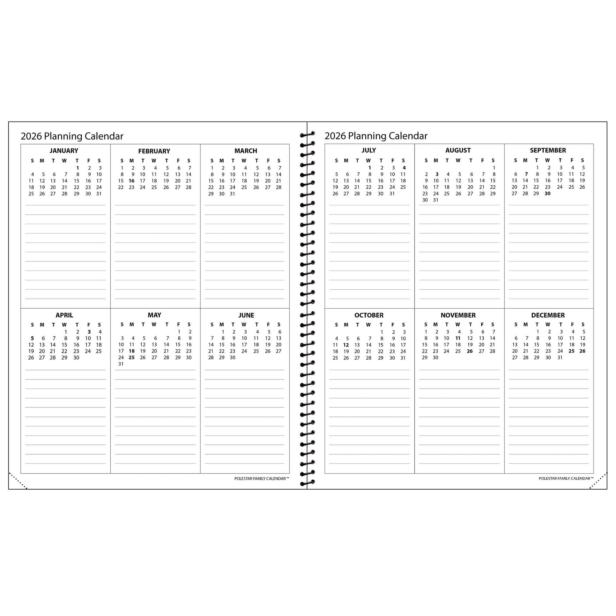 Calendrier des fiançailles Polestar Family 2026