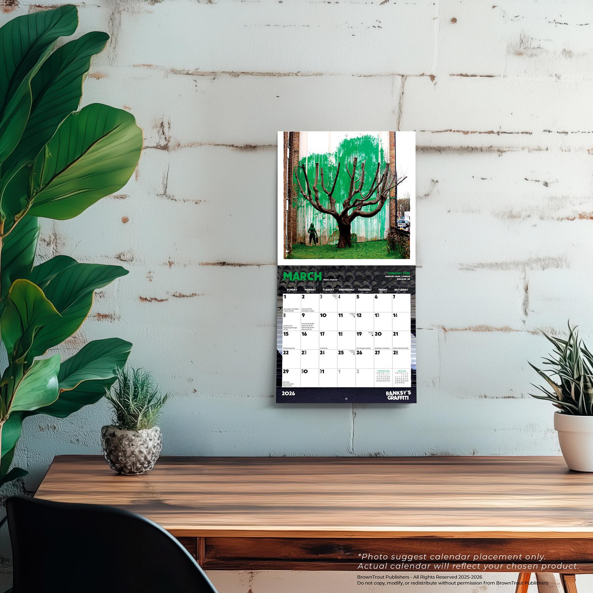 Mini-calendrier Banksy Graffiti 2026 - Disponible uniquement en ligne