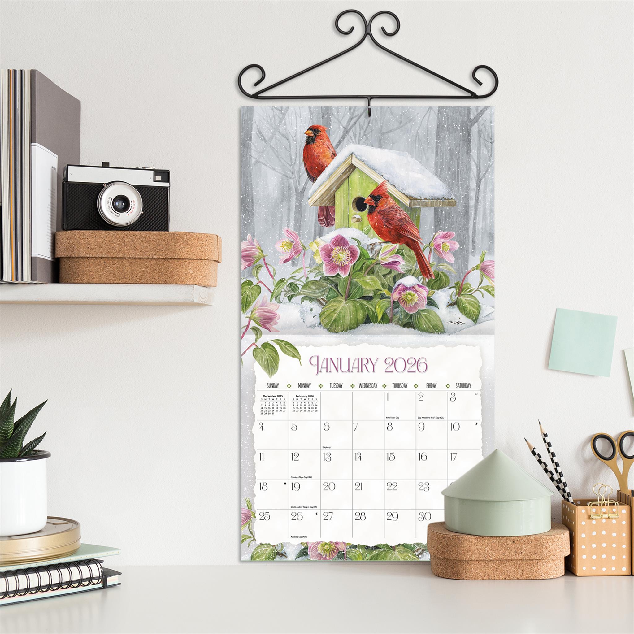 Calendrier mural de luxe Birdhouses 2026 - Disponible uniquement en ligne