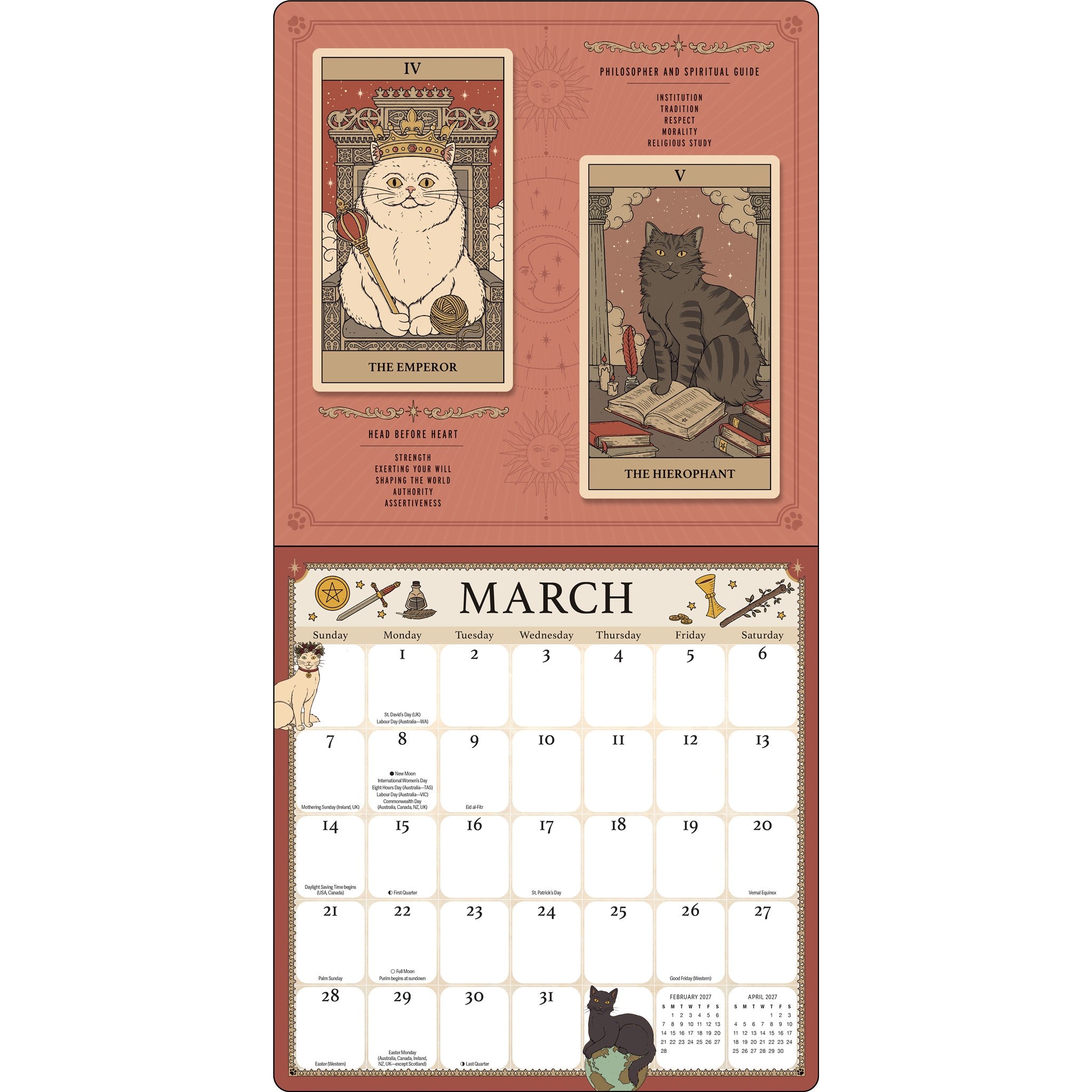 Cats Rule the Earth Tarot 2027 Wall Calendar