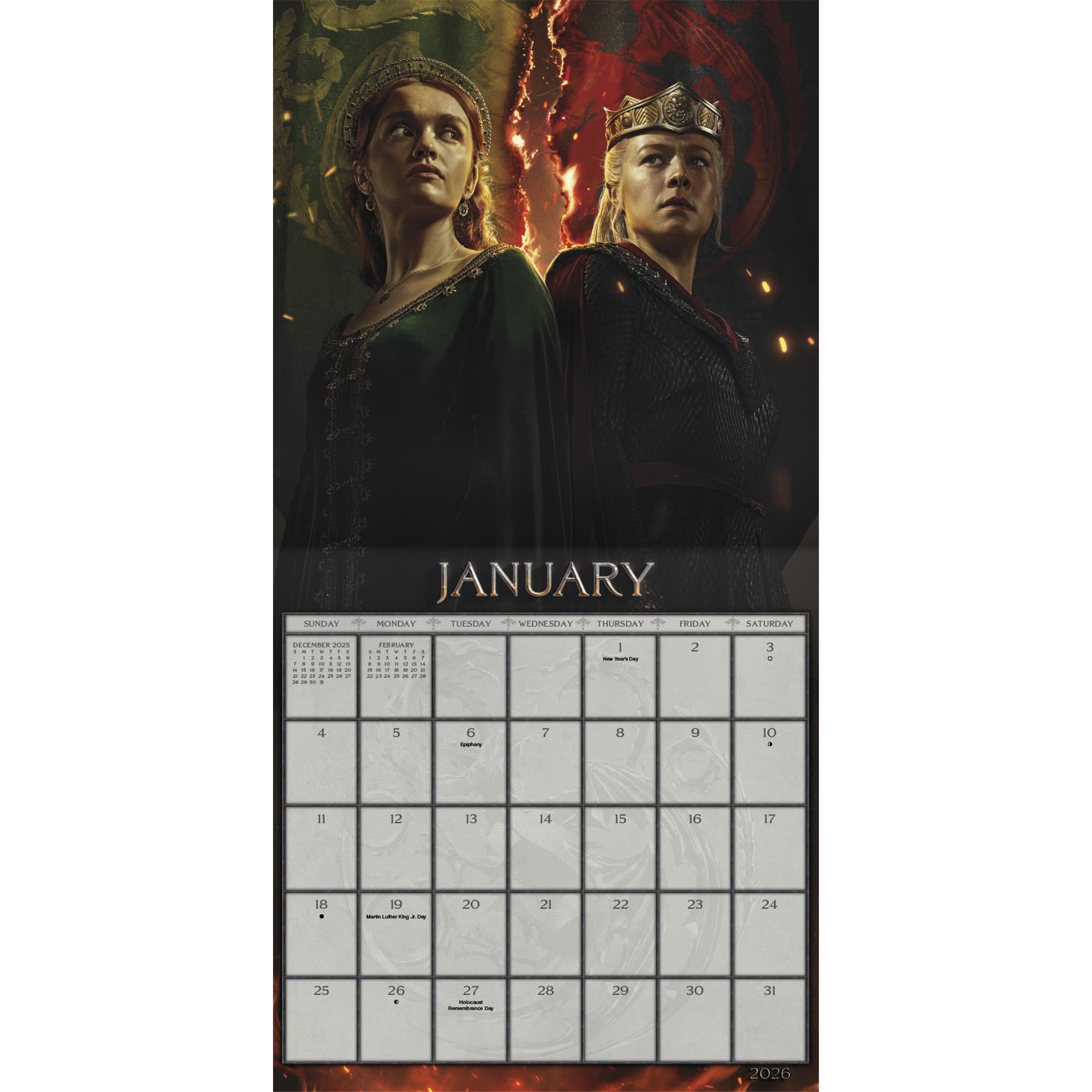Calendrier mural Game of Thrones House of the Dragon 2026