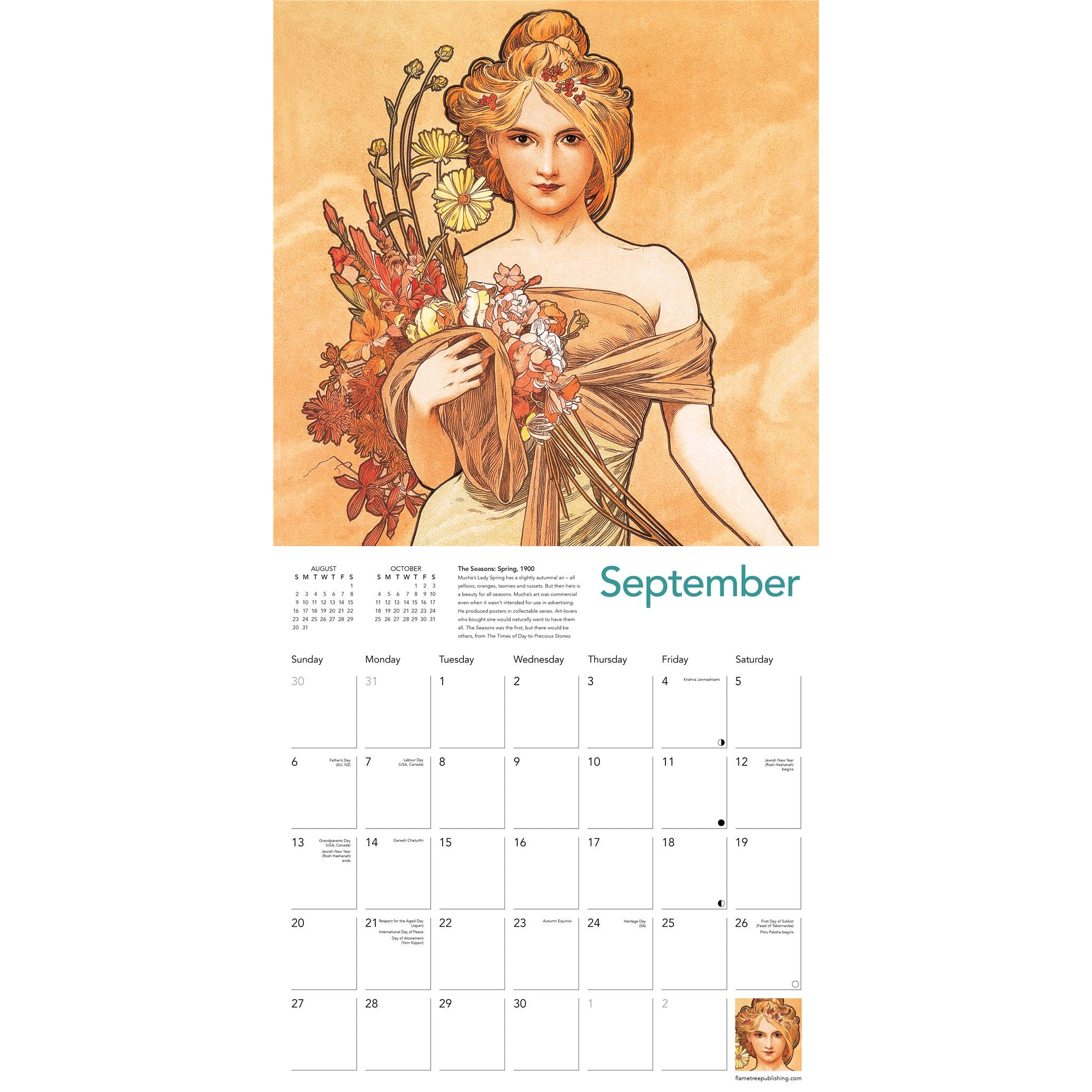 Calendrier mural Alphonse Mucha 2026 - Disponible uniquement en ligne