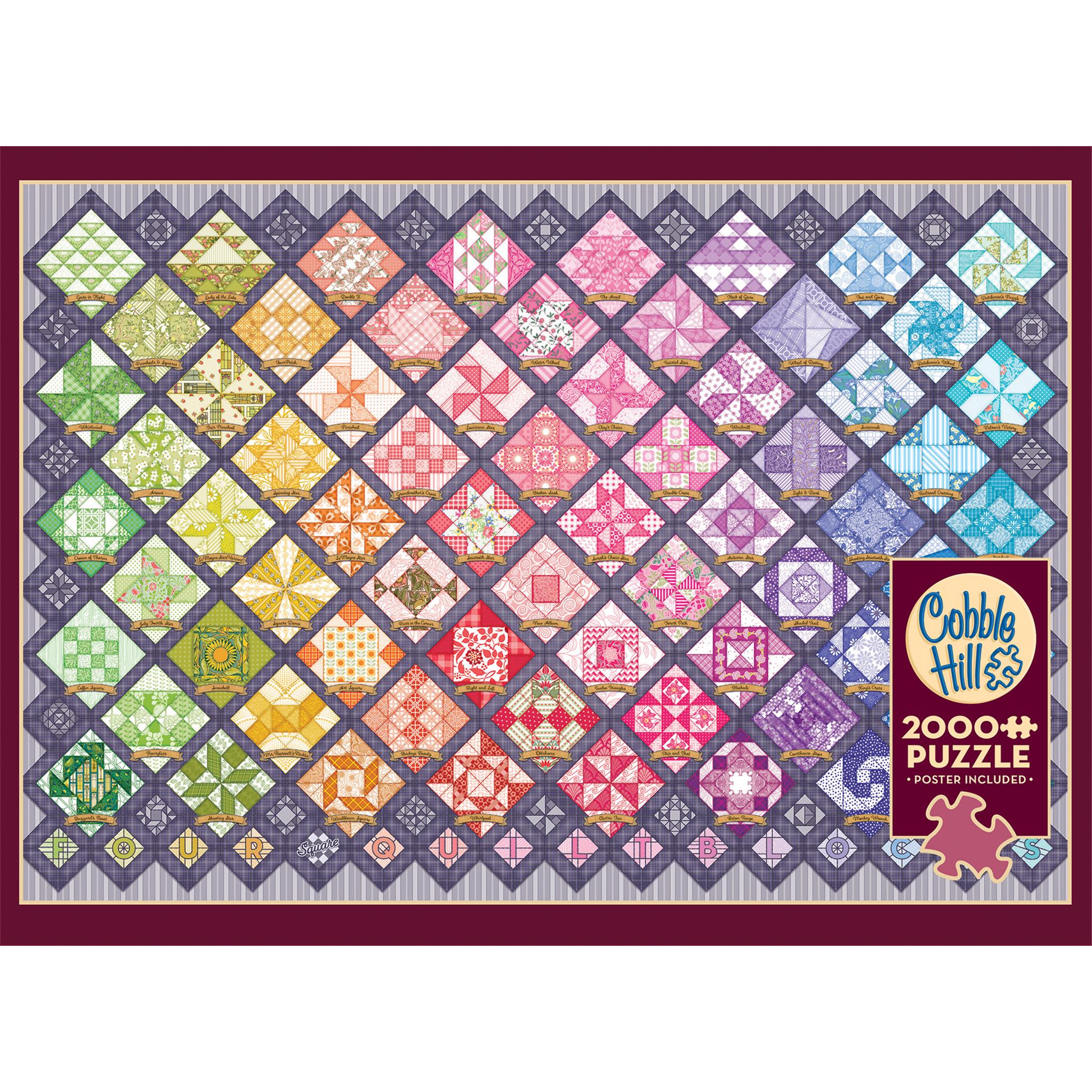 Puzzle de 2000 pièces « Quatre carrés de patchwork » de Cobble Hill