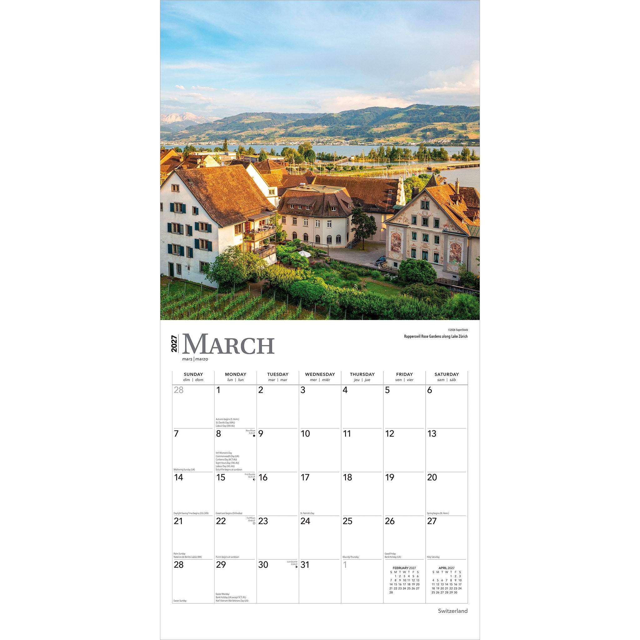Switzerland 2027 Wall Calendar