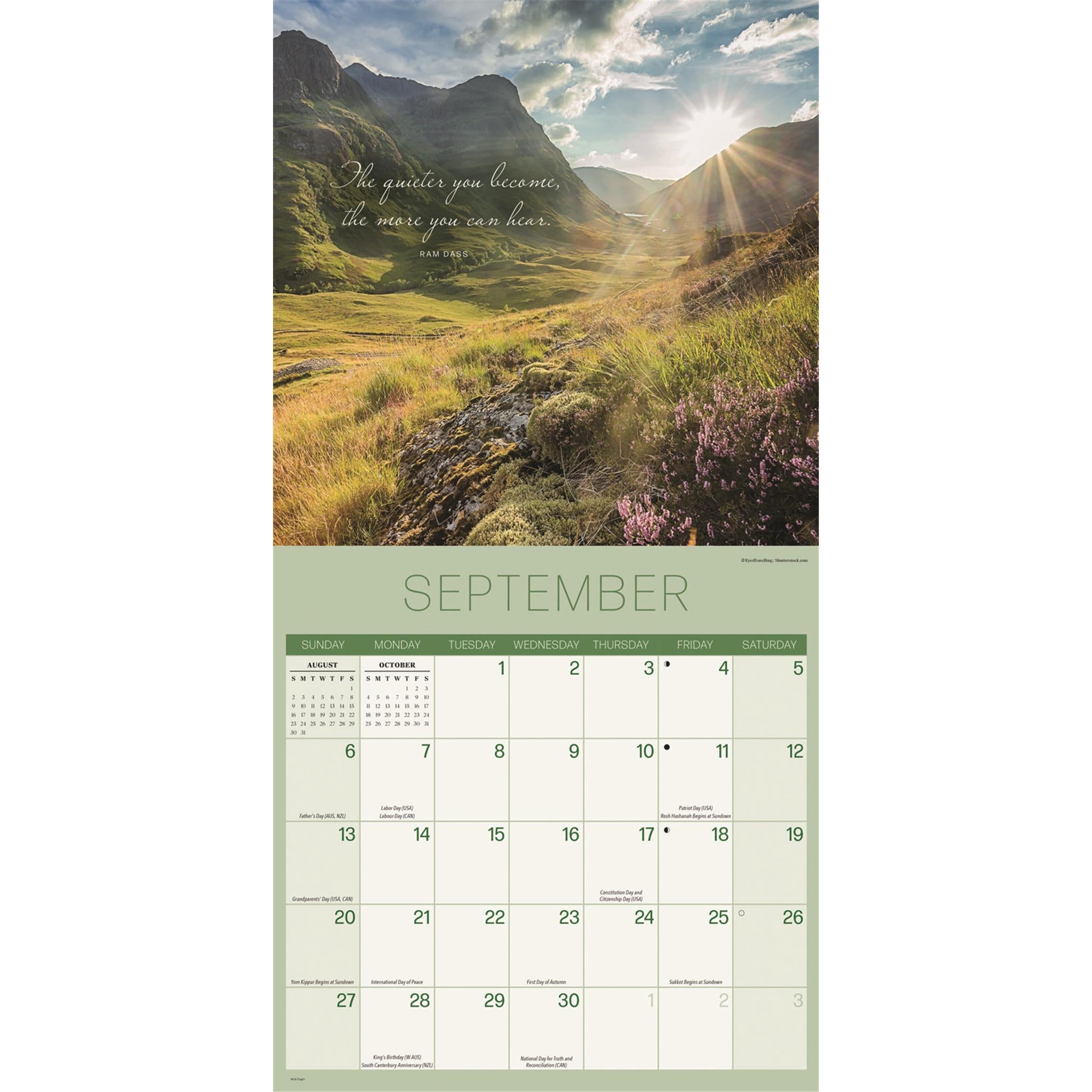 Calendrier mural multilingue Tranquillité 2026