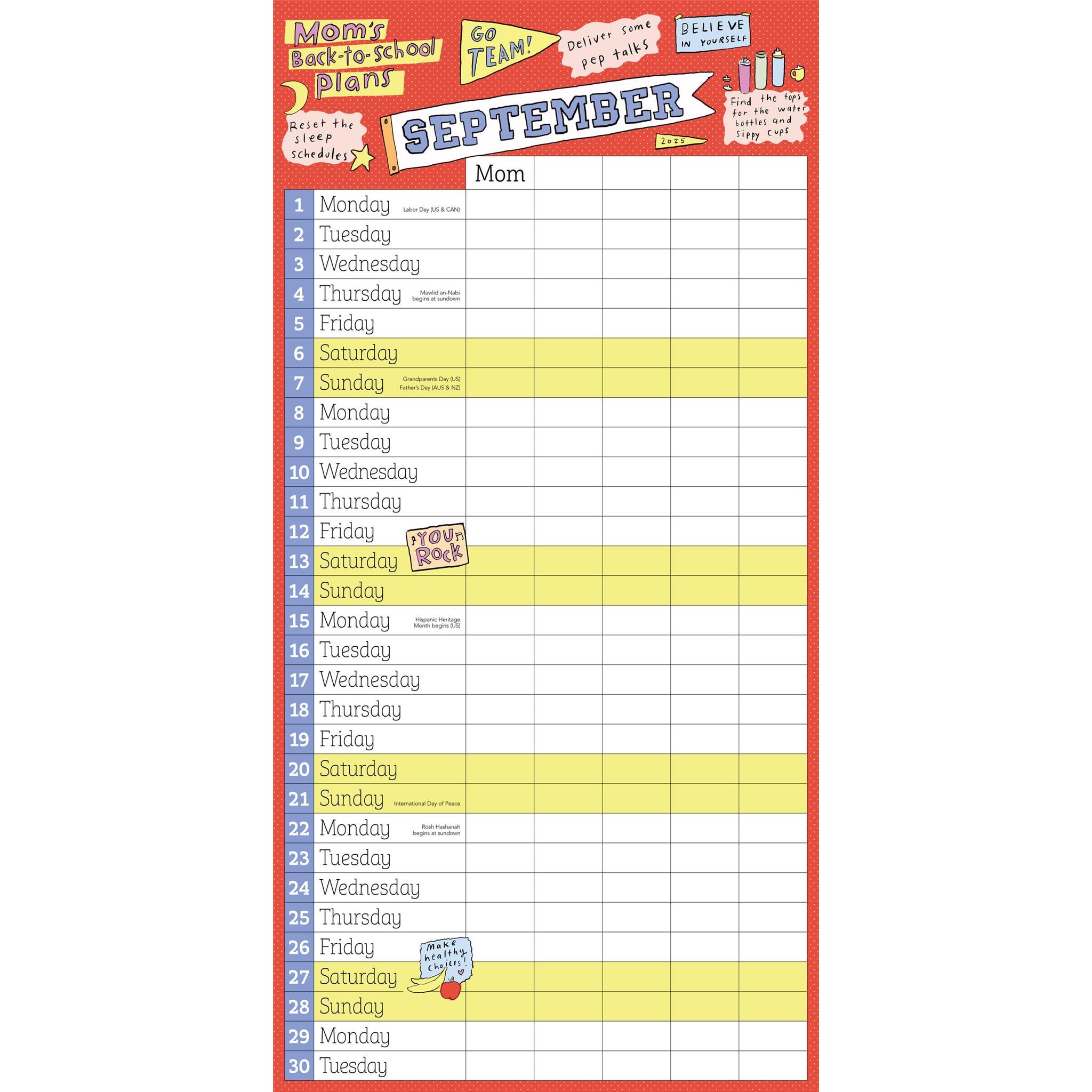 Moms Family 2025-2026 Wall Calendar