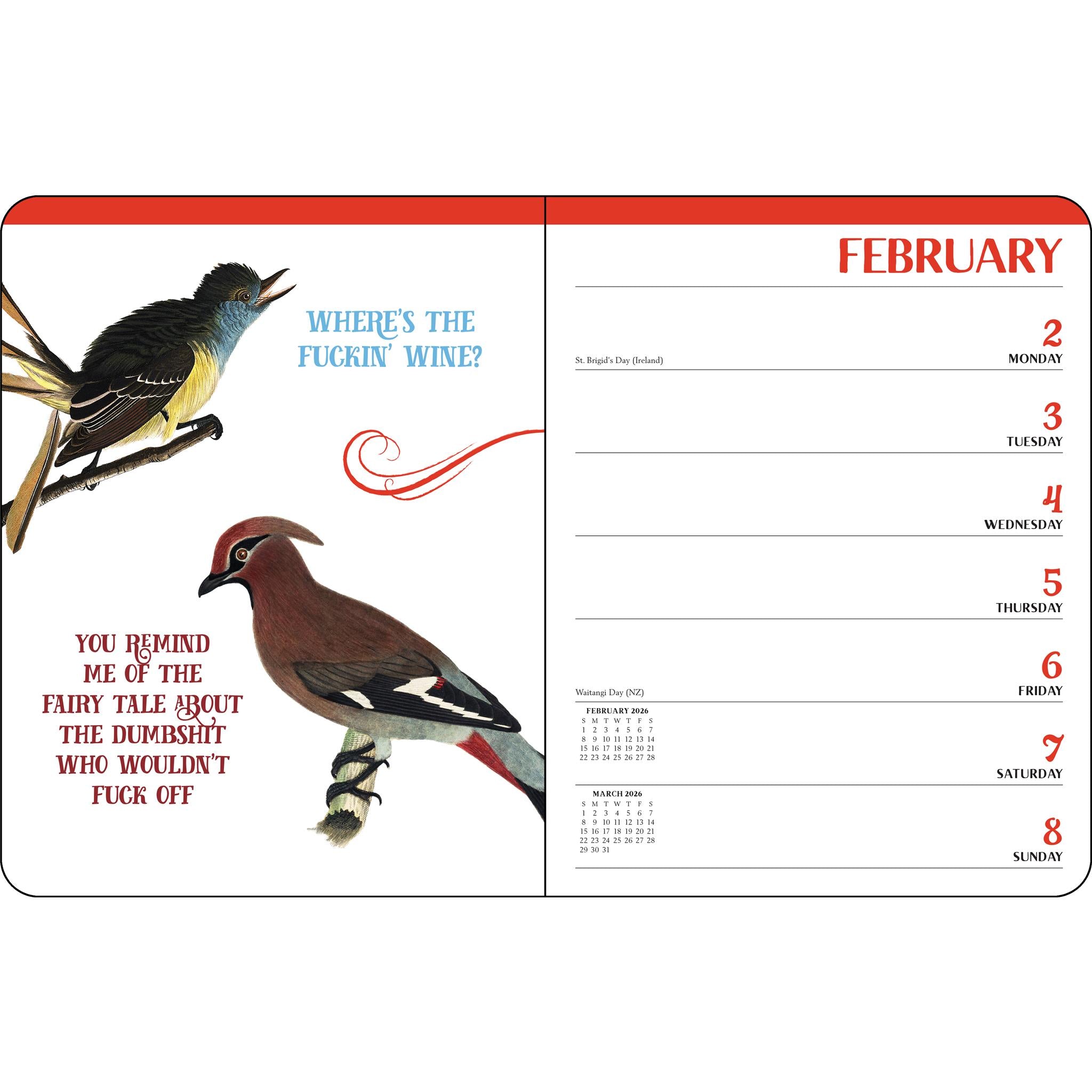 Calendrier de fiançailles Effin' Birds 2026