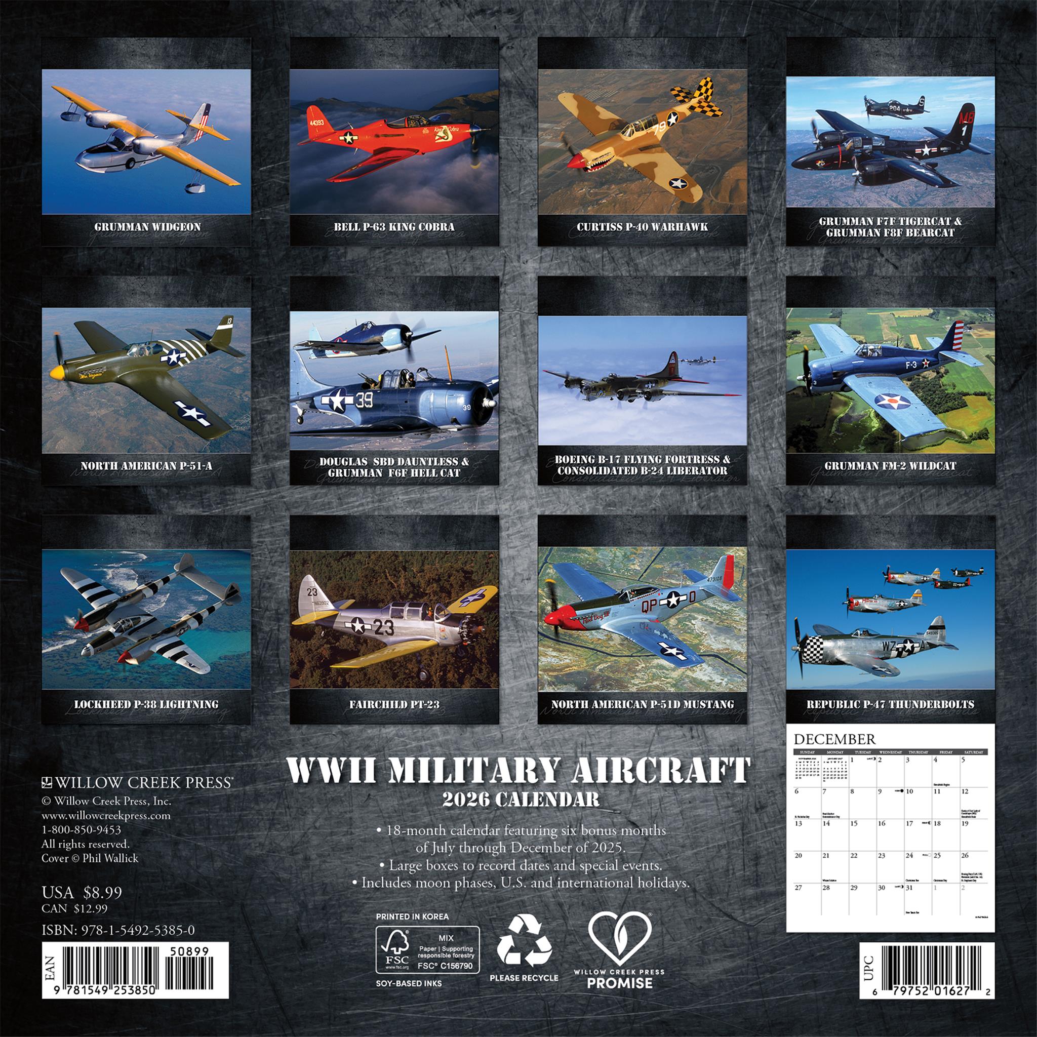 Mini-calendrier 2026 des avions militaires de la Seconde Guerre mondiale