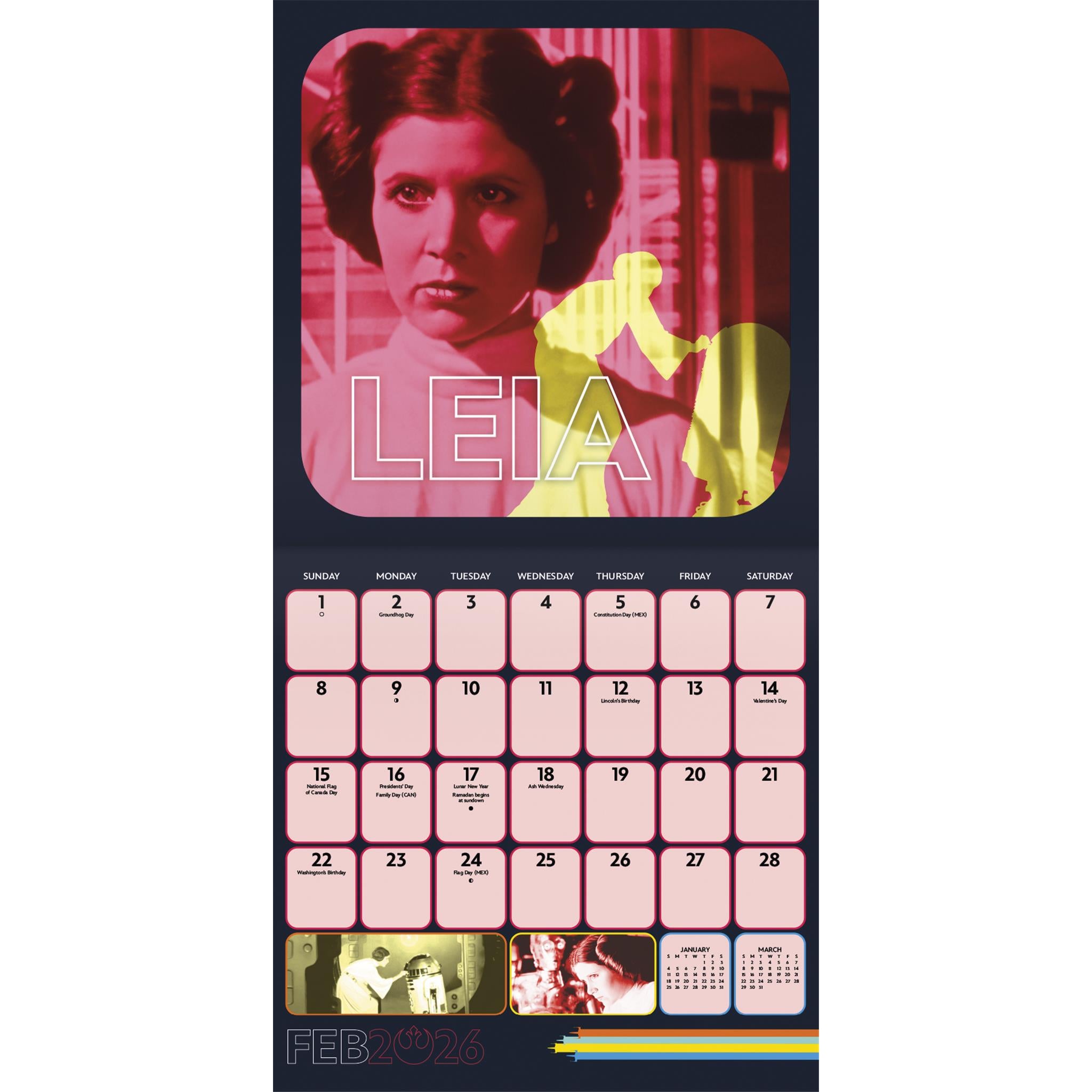 Calendrier mural Star Wars exclusif avec impression 2026