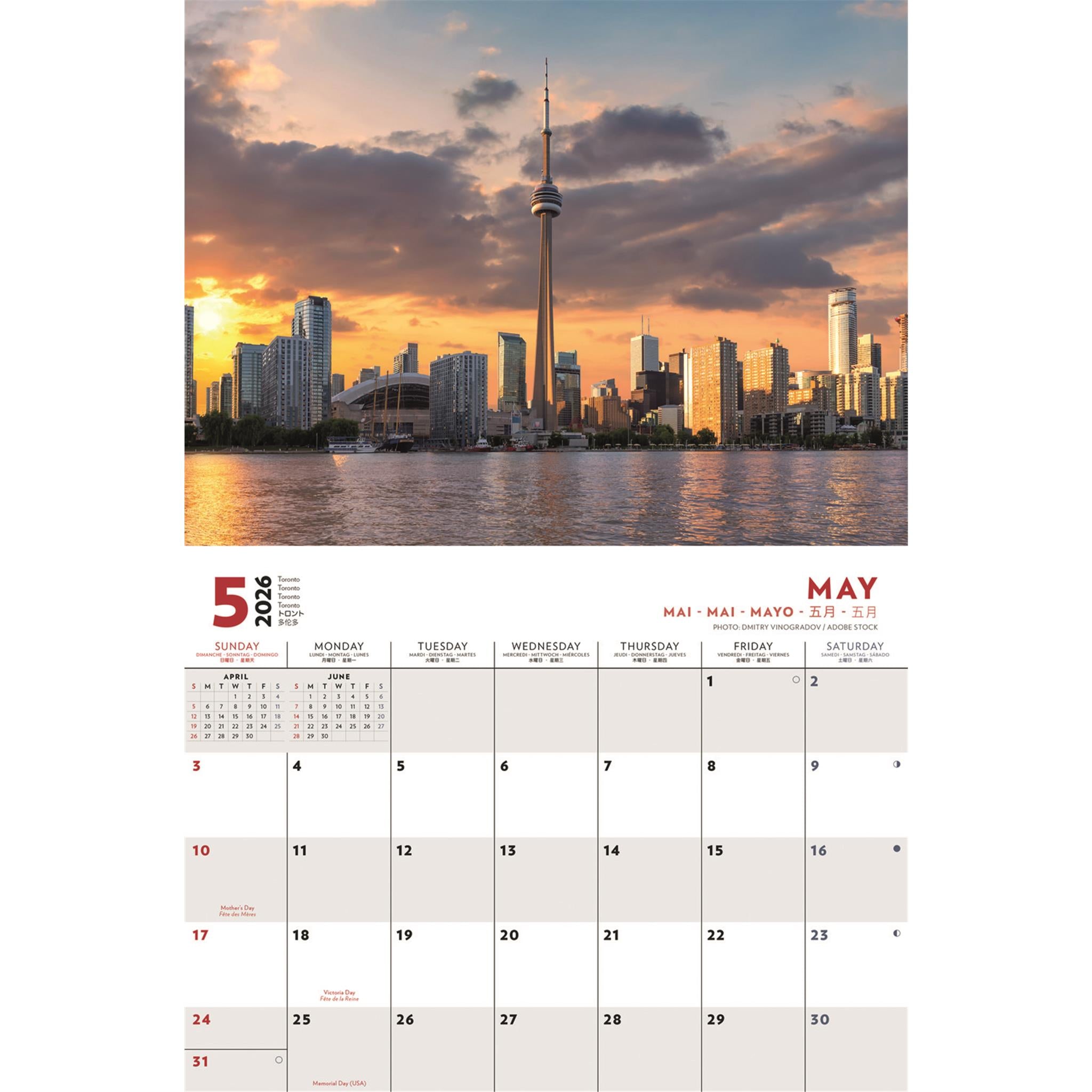 Calendrier mural multilingue du Canada 2026