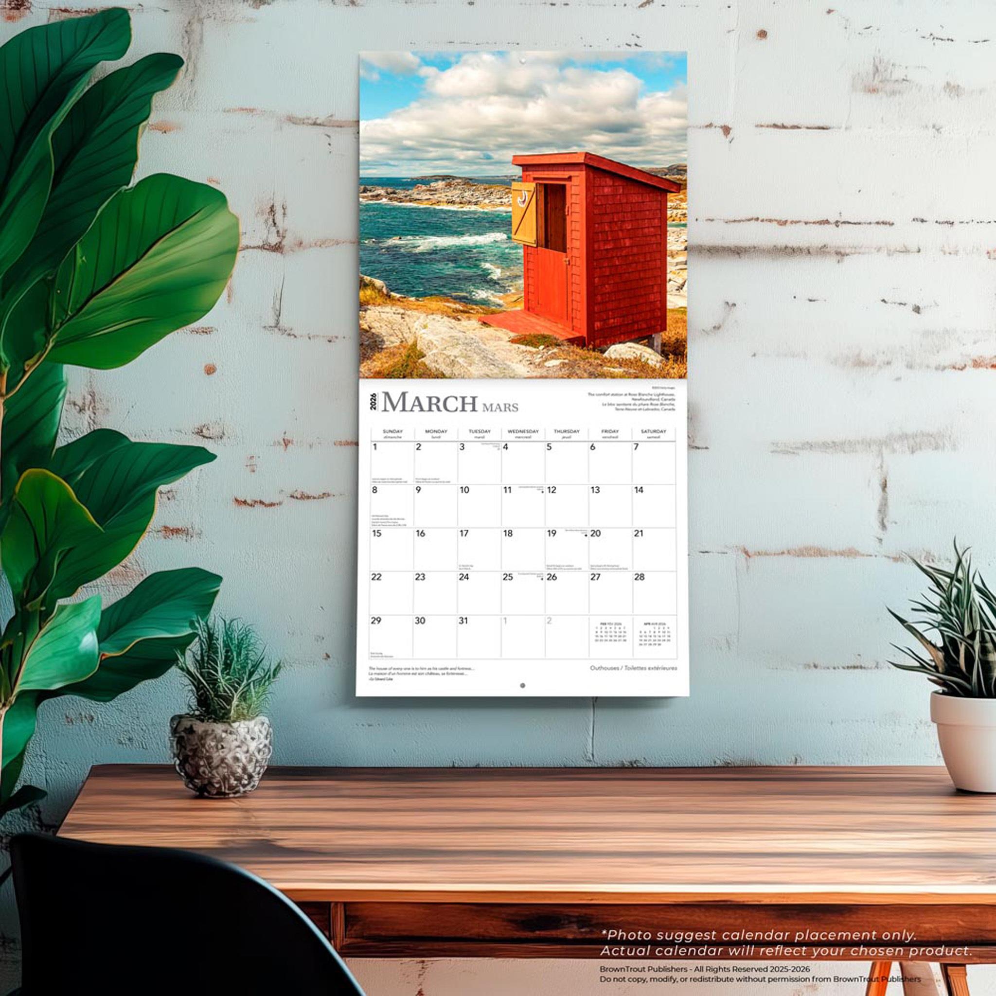 Outhouses Toilettes Extérieures 2026 Wall Calendar (French)