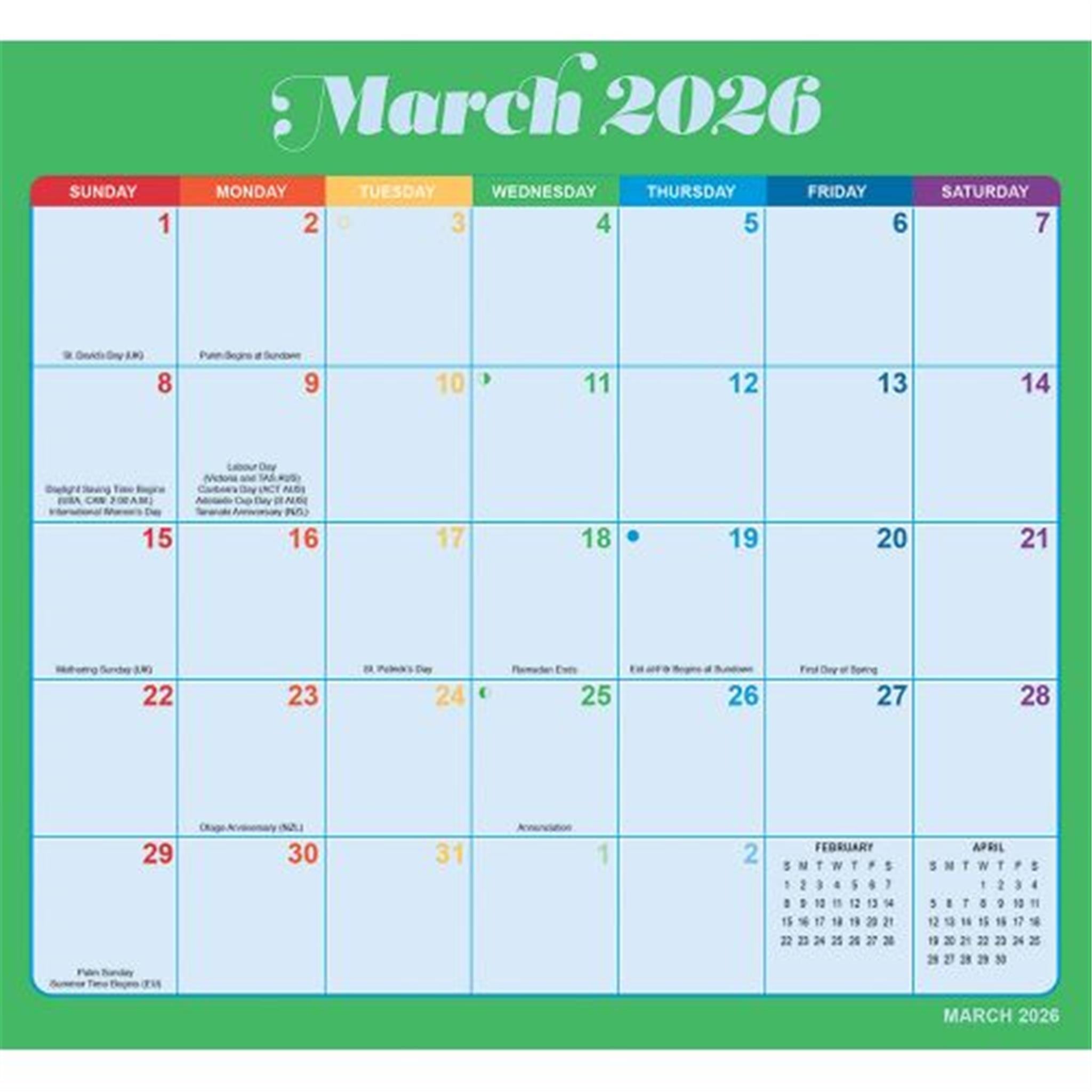 Calendrier mural exclusif Rainbow Jumbo Magic Grip 2025-2026