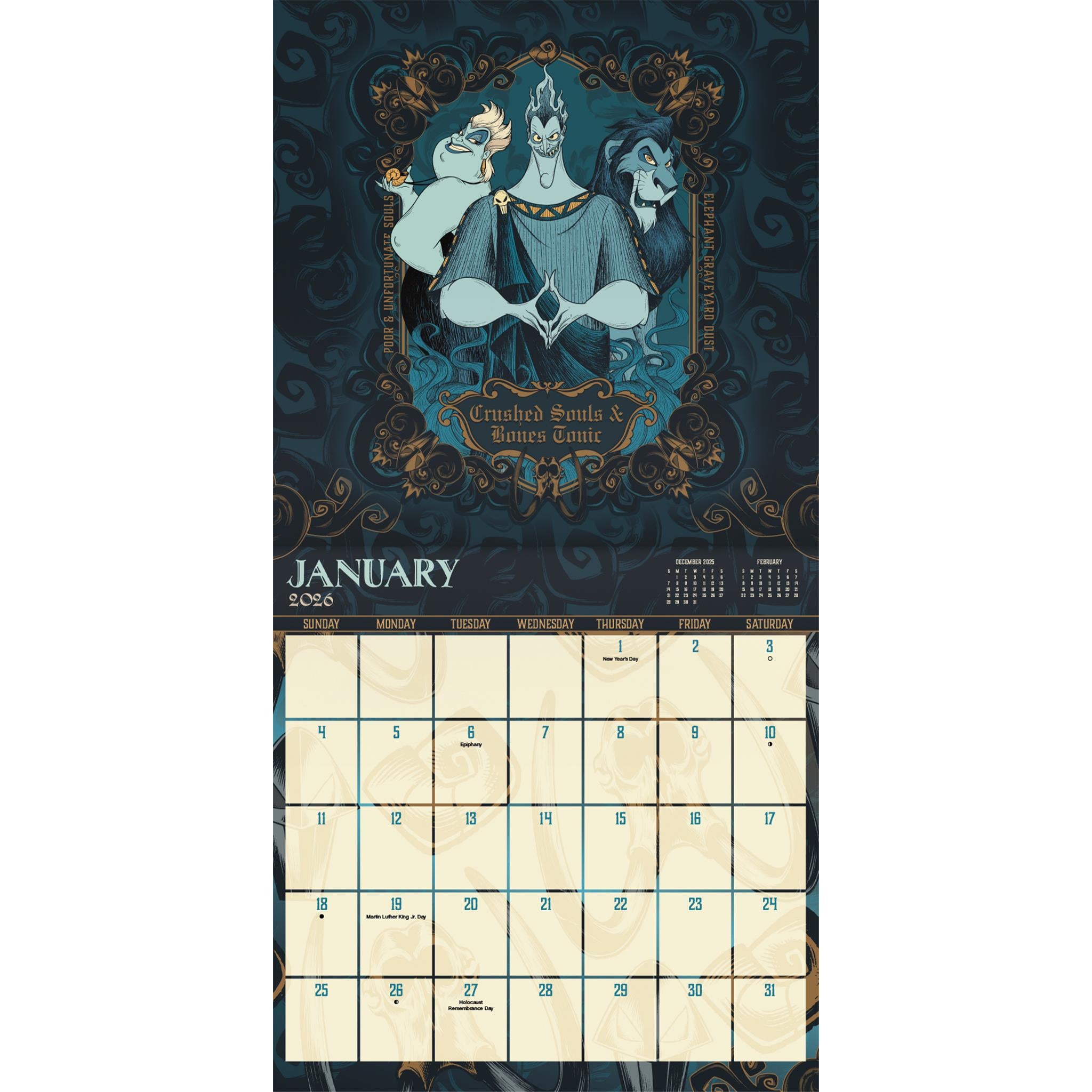 Calendrier mural Disney Villains 2026