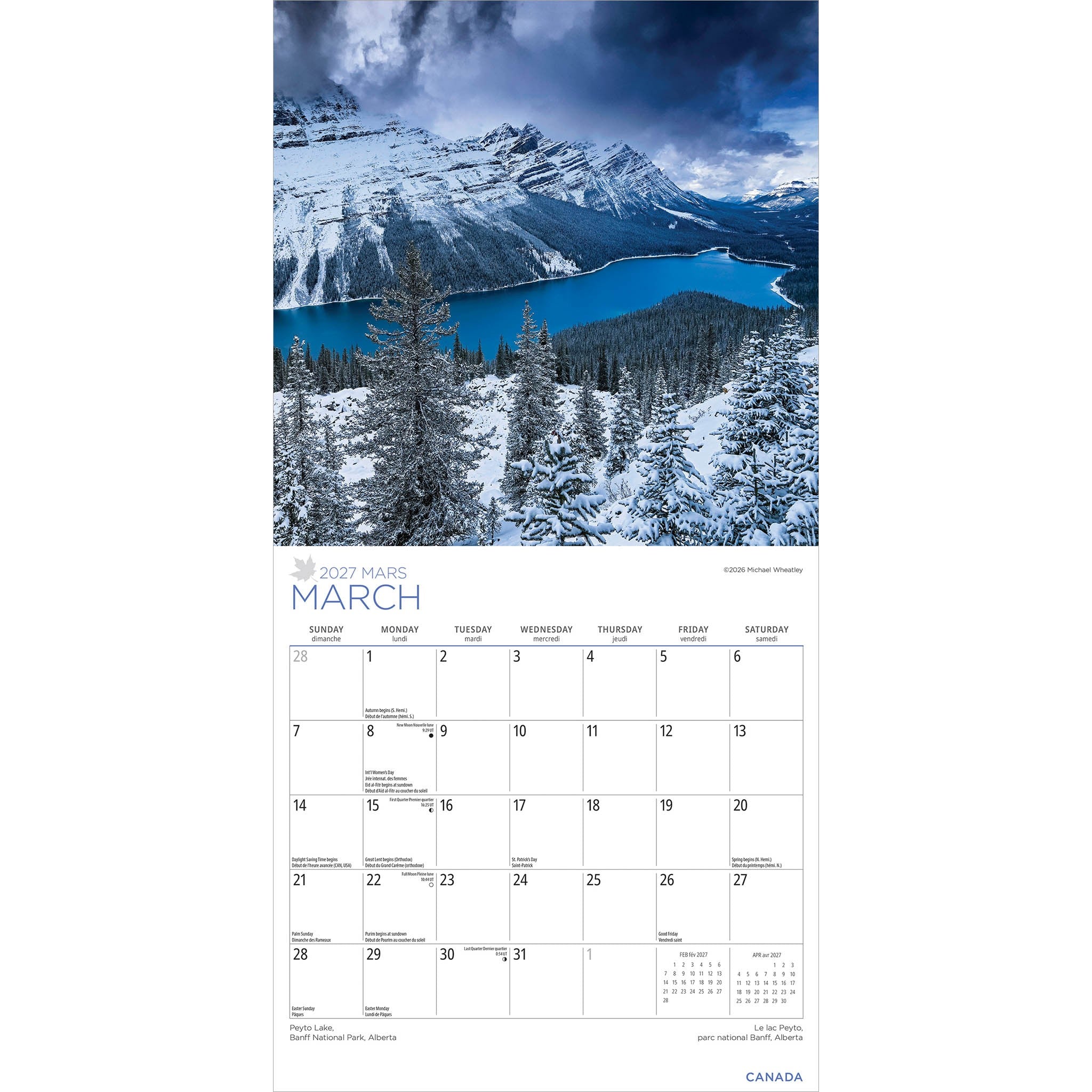 Canada 2027 Medium Mini Calendar