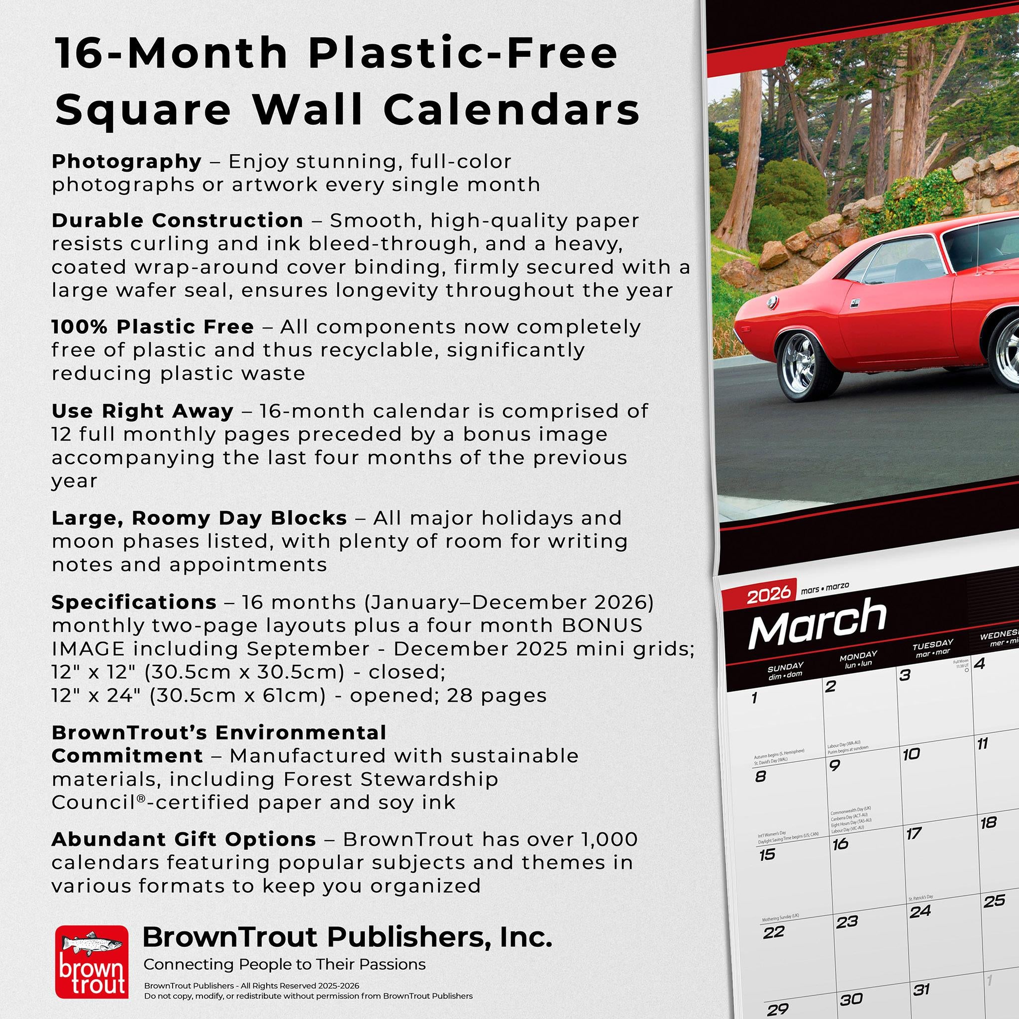 Dodge Challenger 2026 Wall Calendar