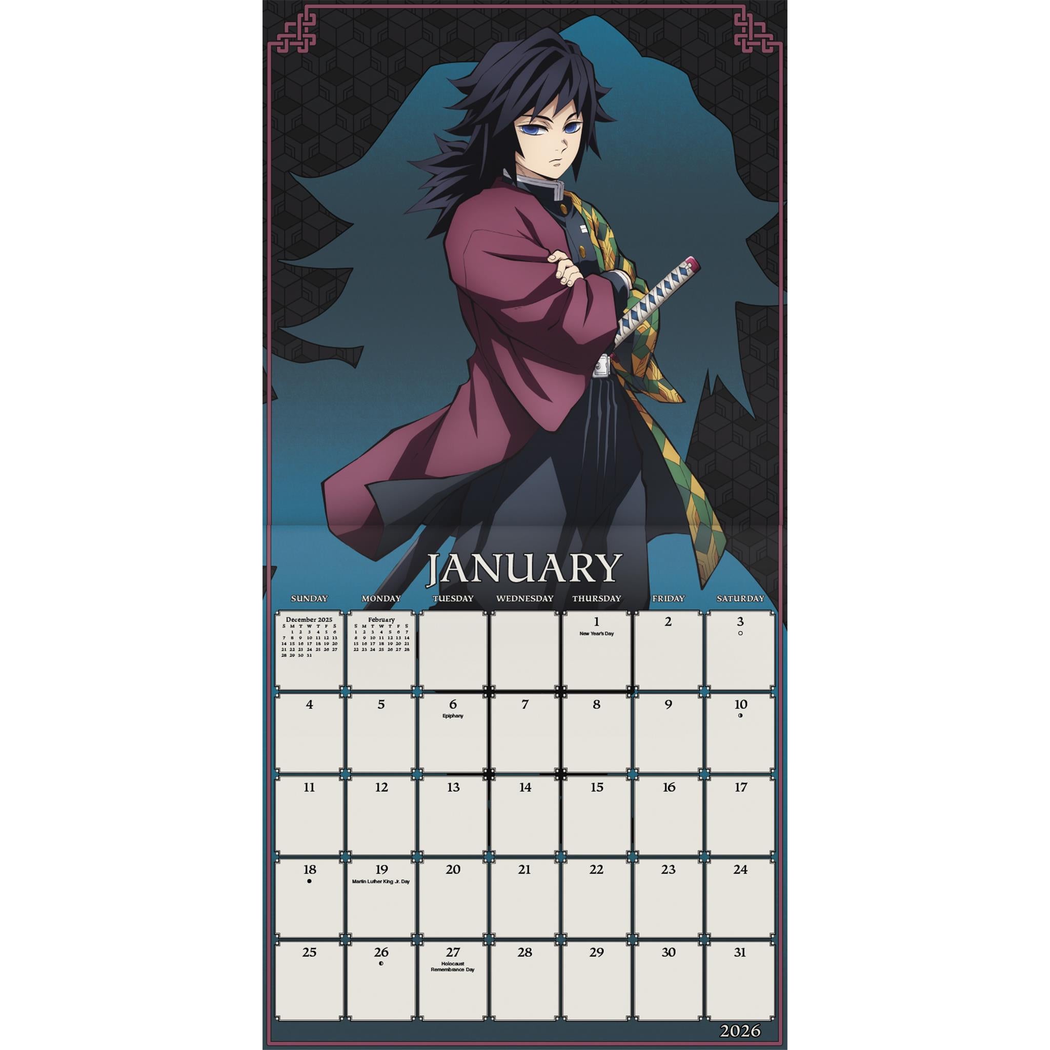Demon Slayer Kimetsu No Yaiba 2026 Wall Calendar