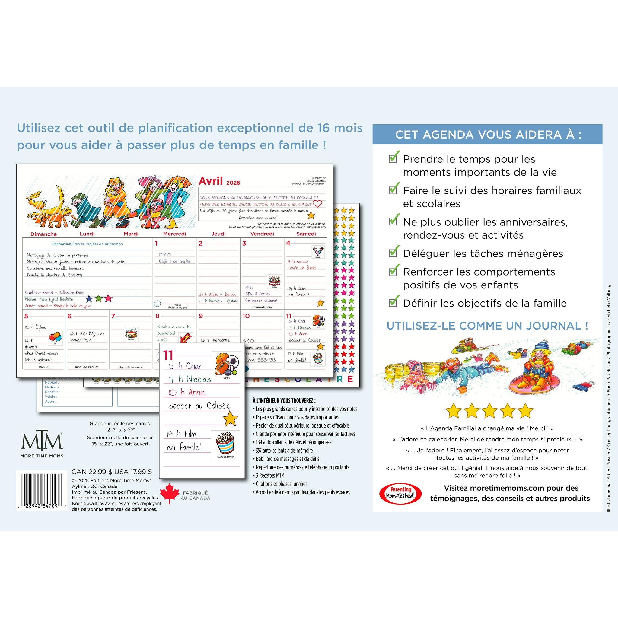 Agenda familial 2025-2026 (calendrier mural français)