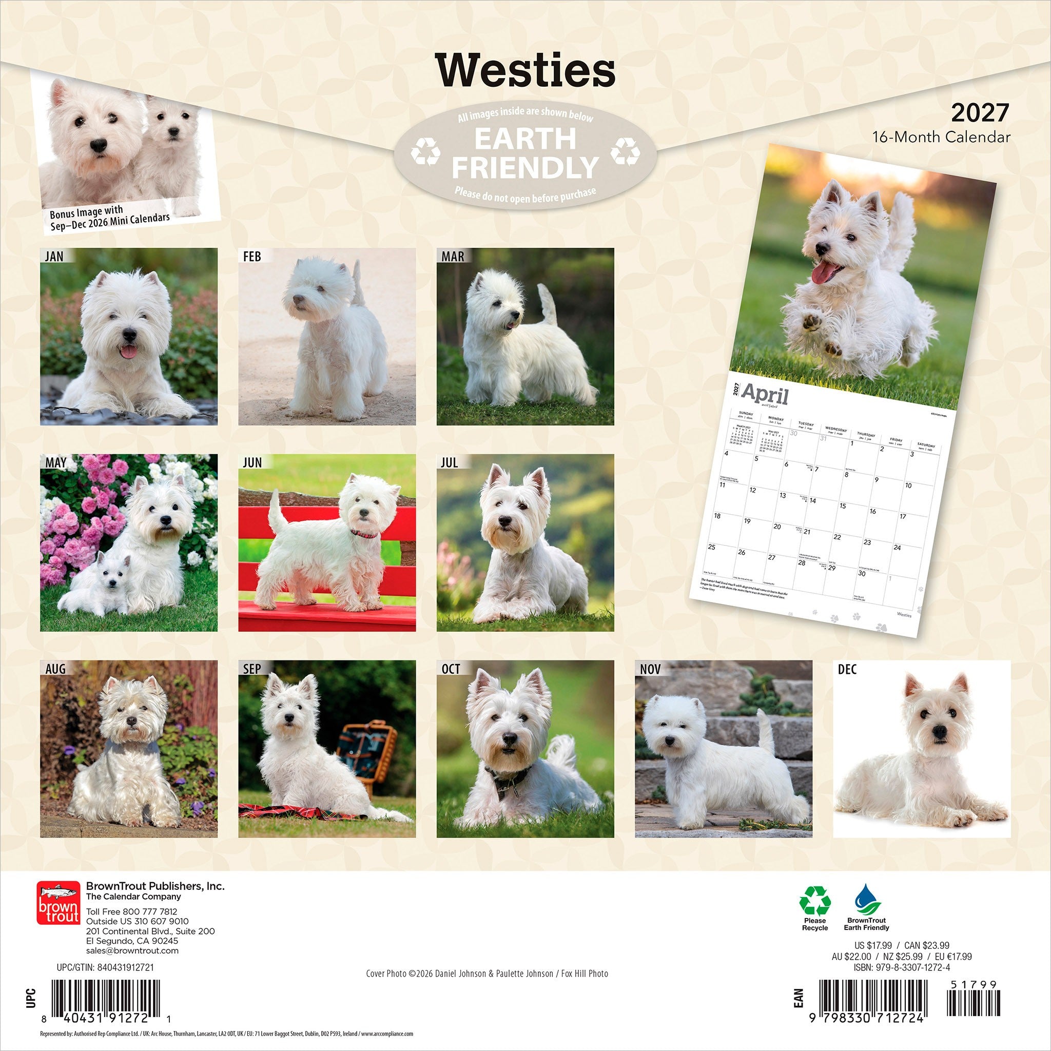 West Highland White Terriers 2027 Wall Calendar