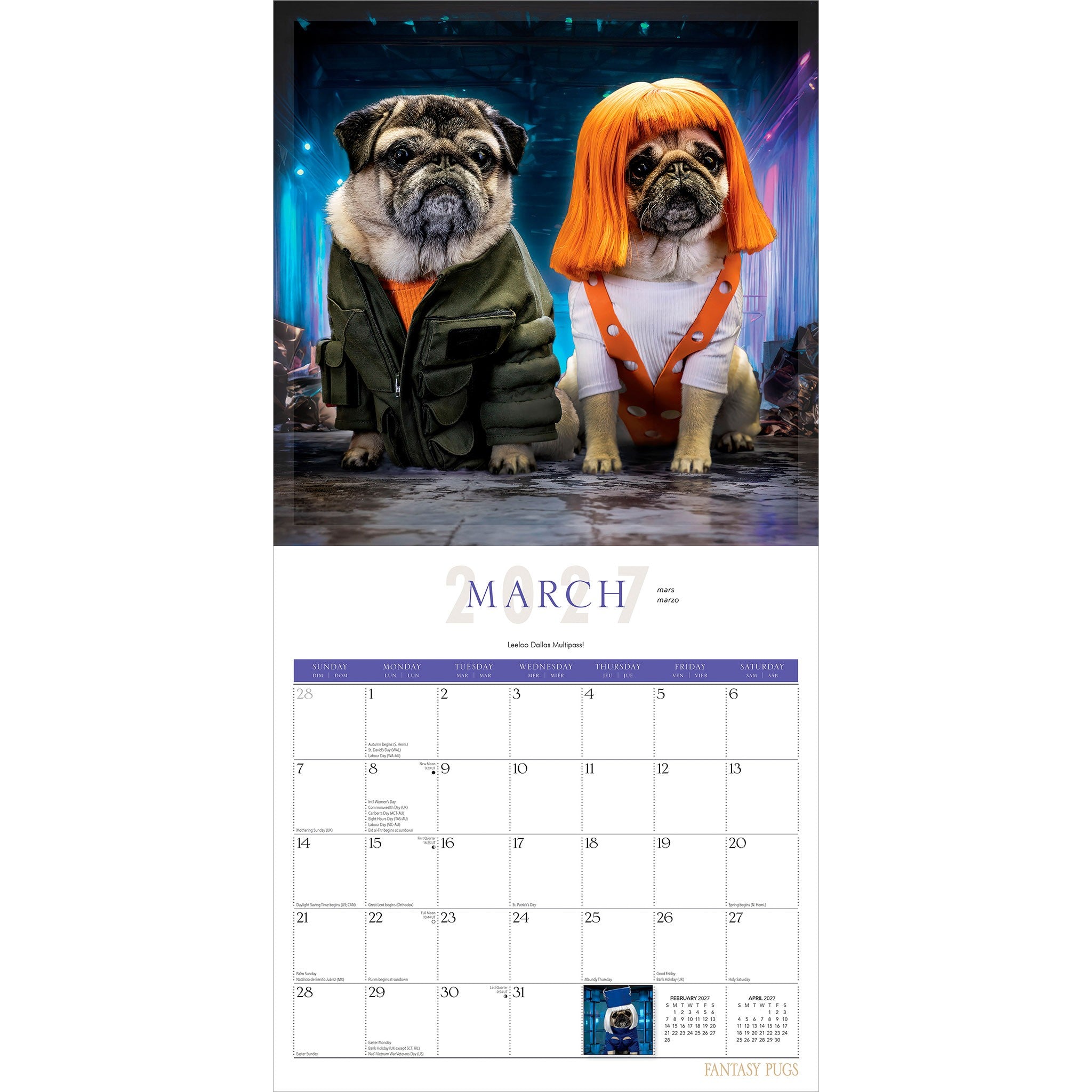 Fantasy Pugs 2027 Wall Calendar