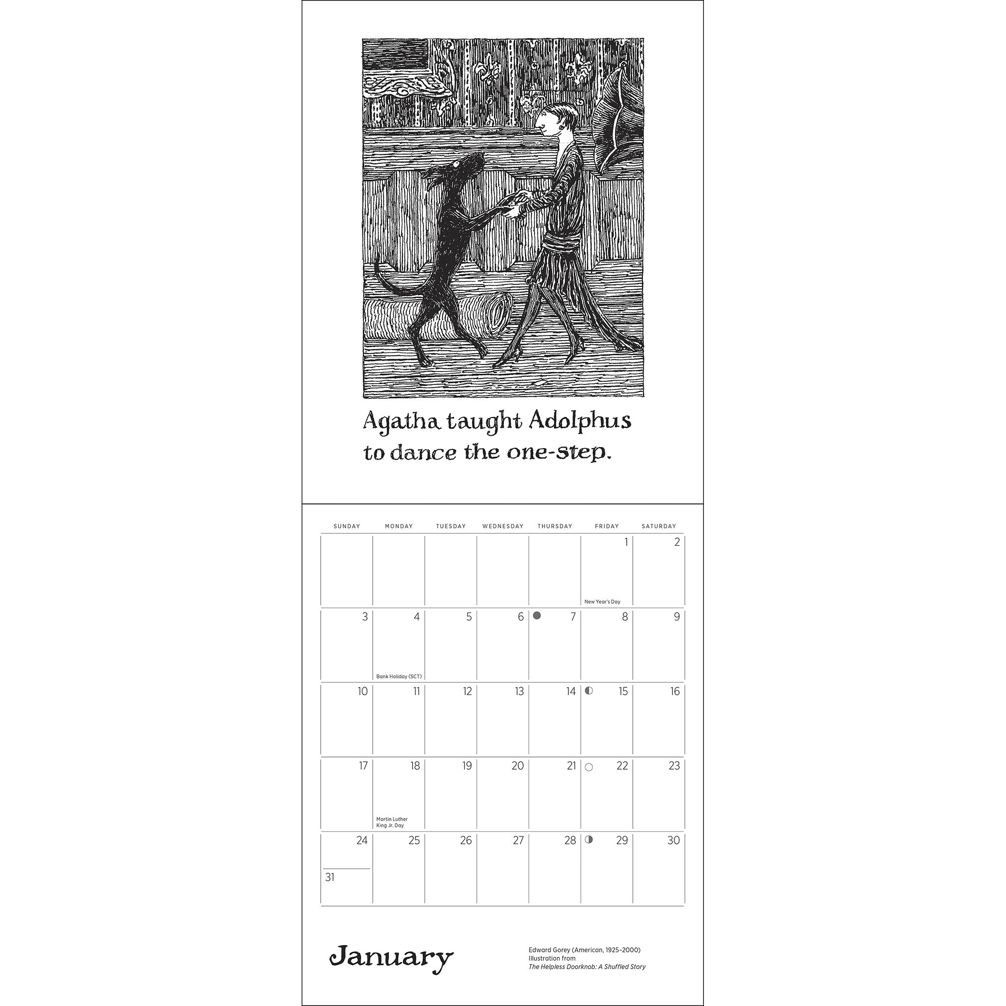 Edward Gorey The Helpless Doorknob 2027 Mini Calendar - Online Only