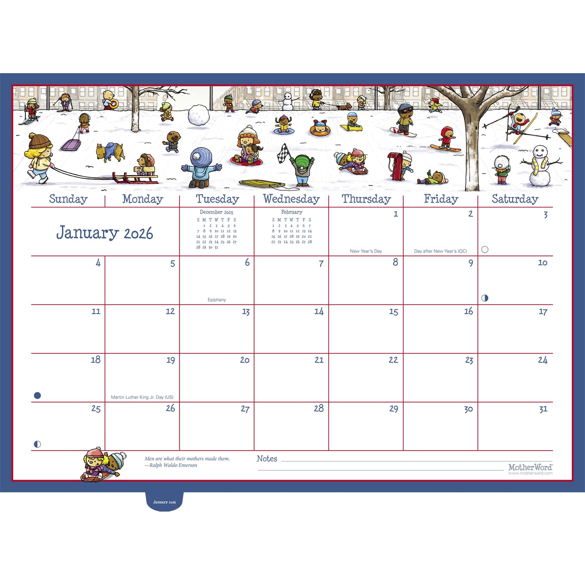 Calendrier mural Motherword Deluxe anglais 2025-2026