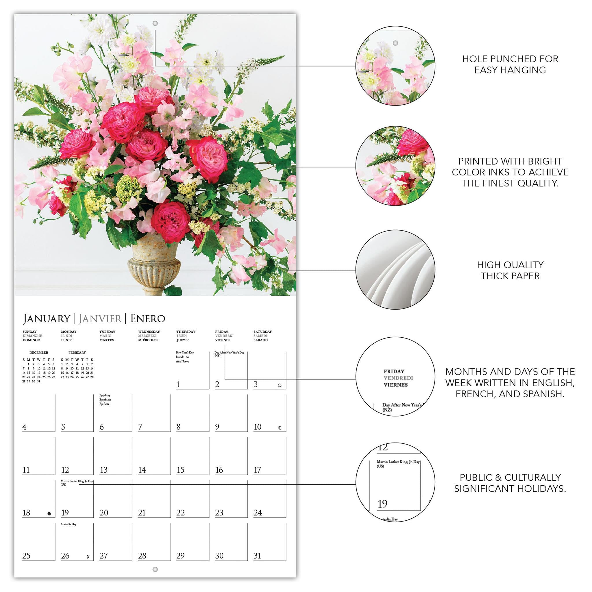 Calendrier mural Bouquets de jardin 2026