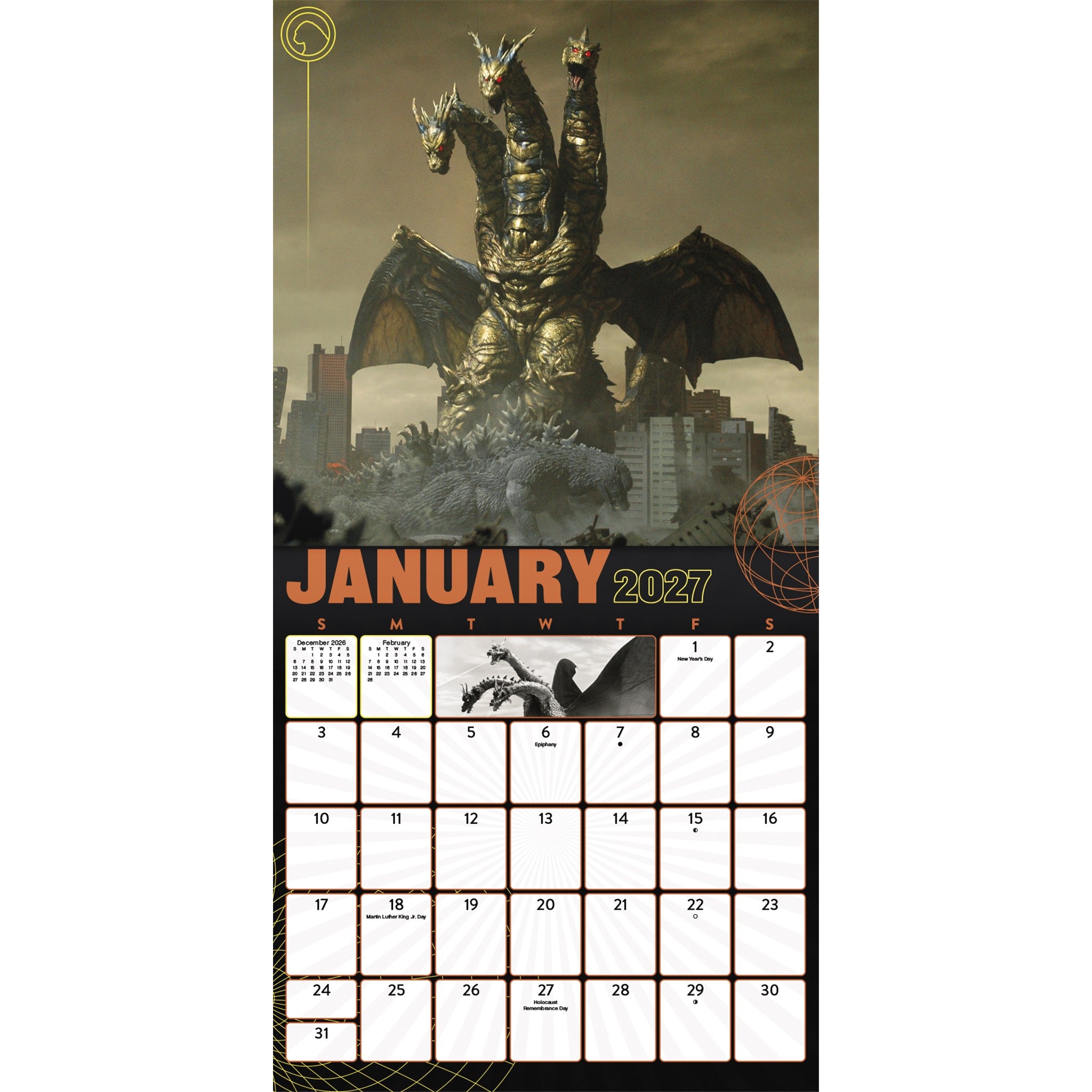 Calendrier mural Godzilla Classique Exclusif avec illustration 2027 – En ligne seulement