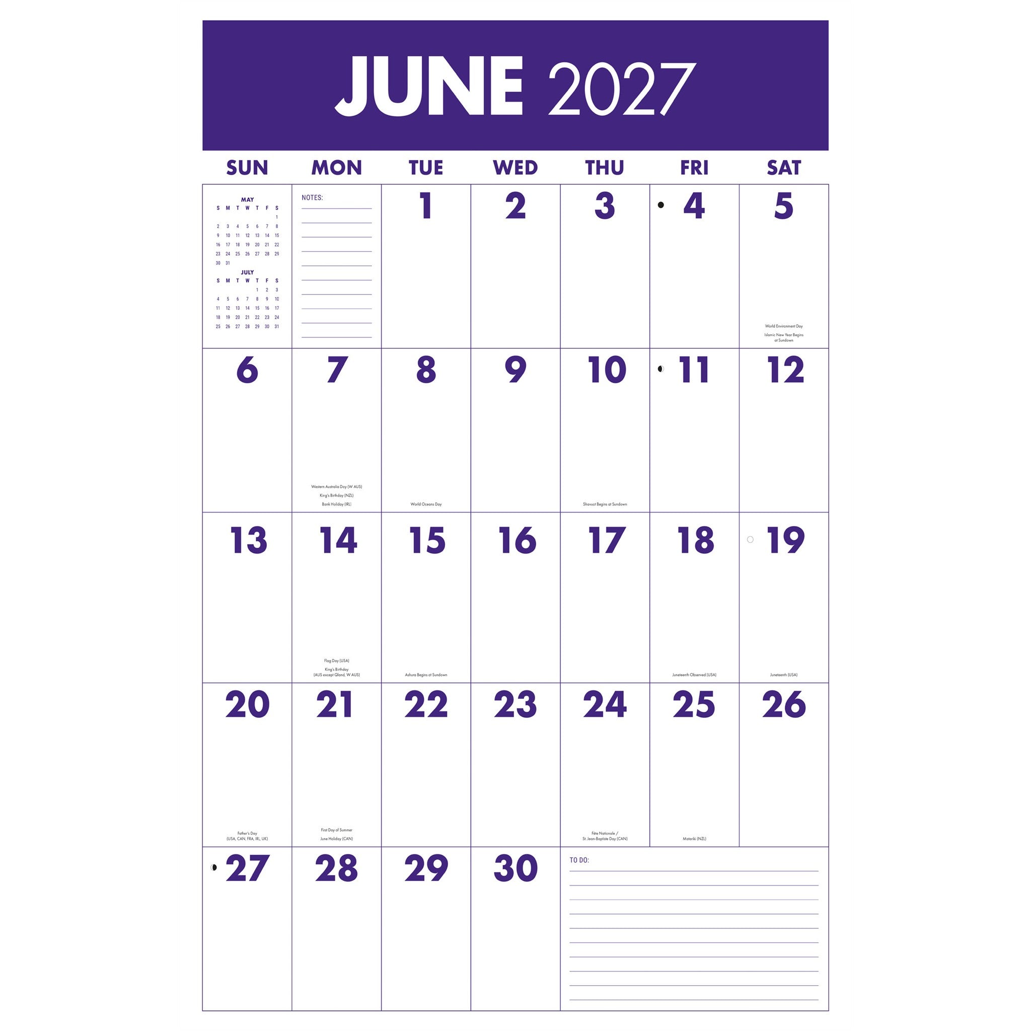 Calendrier mural Mammoth Grid 2027