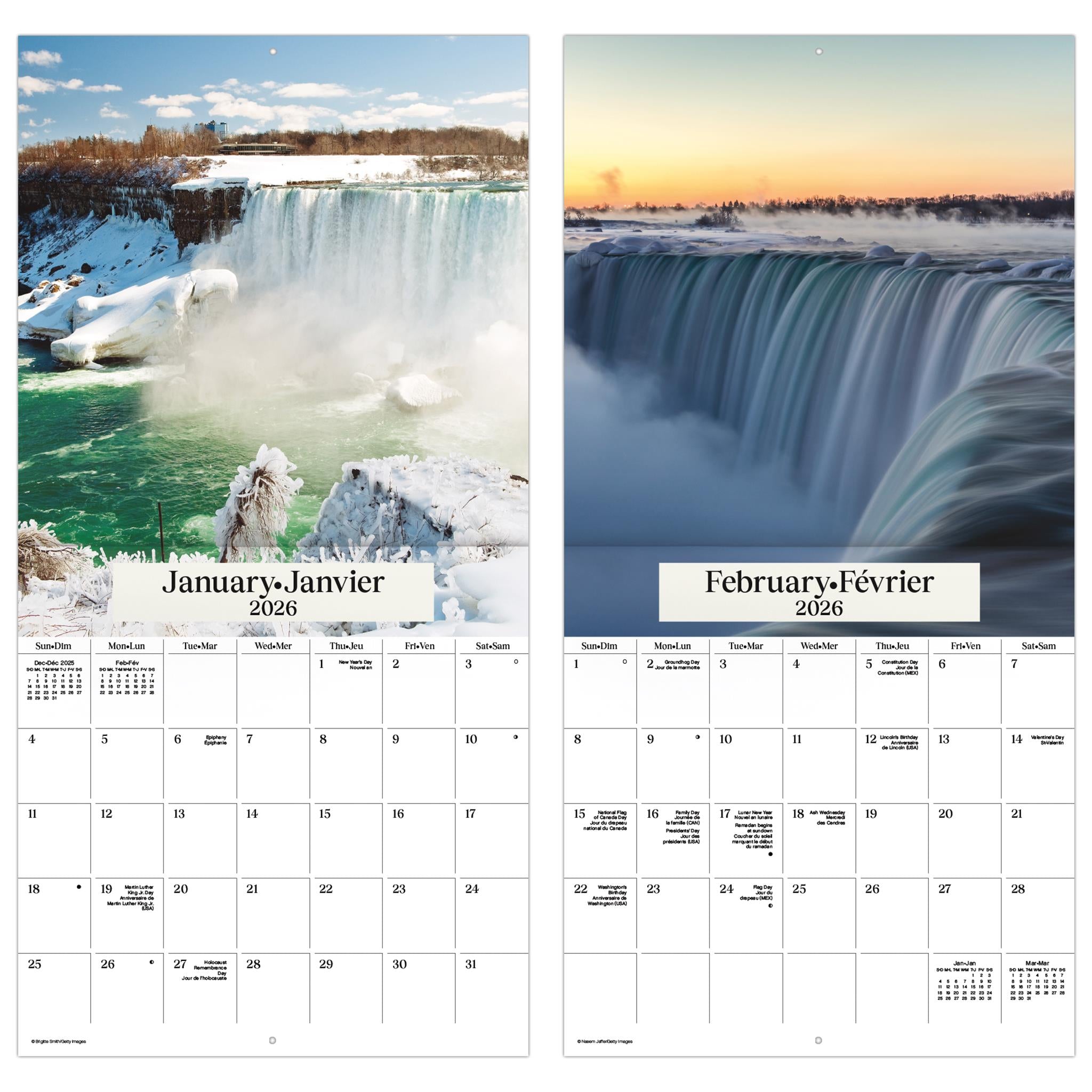 Niagara Falls Bilingual 2026 Wall Calendar