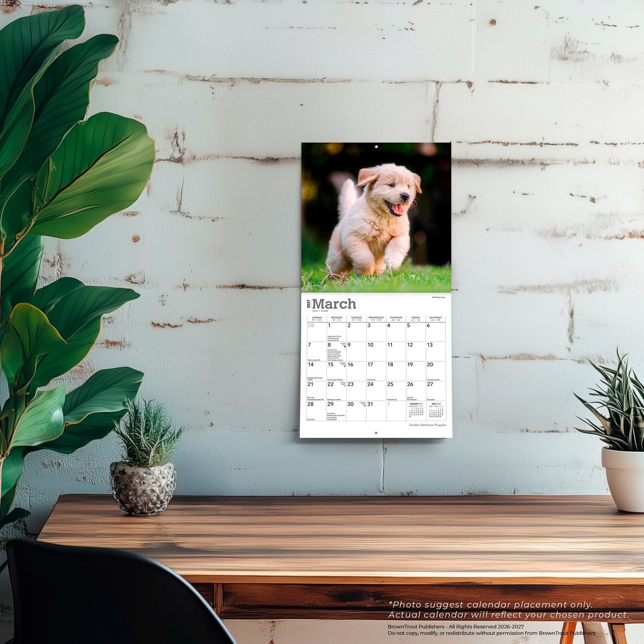 Golden Retriever Puppies 2027 Mini Calendar