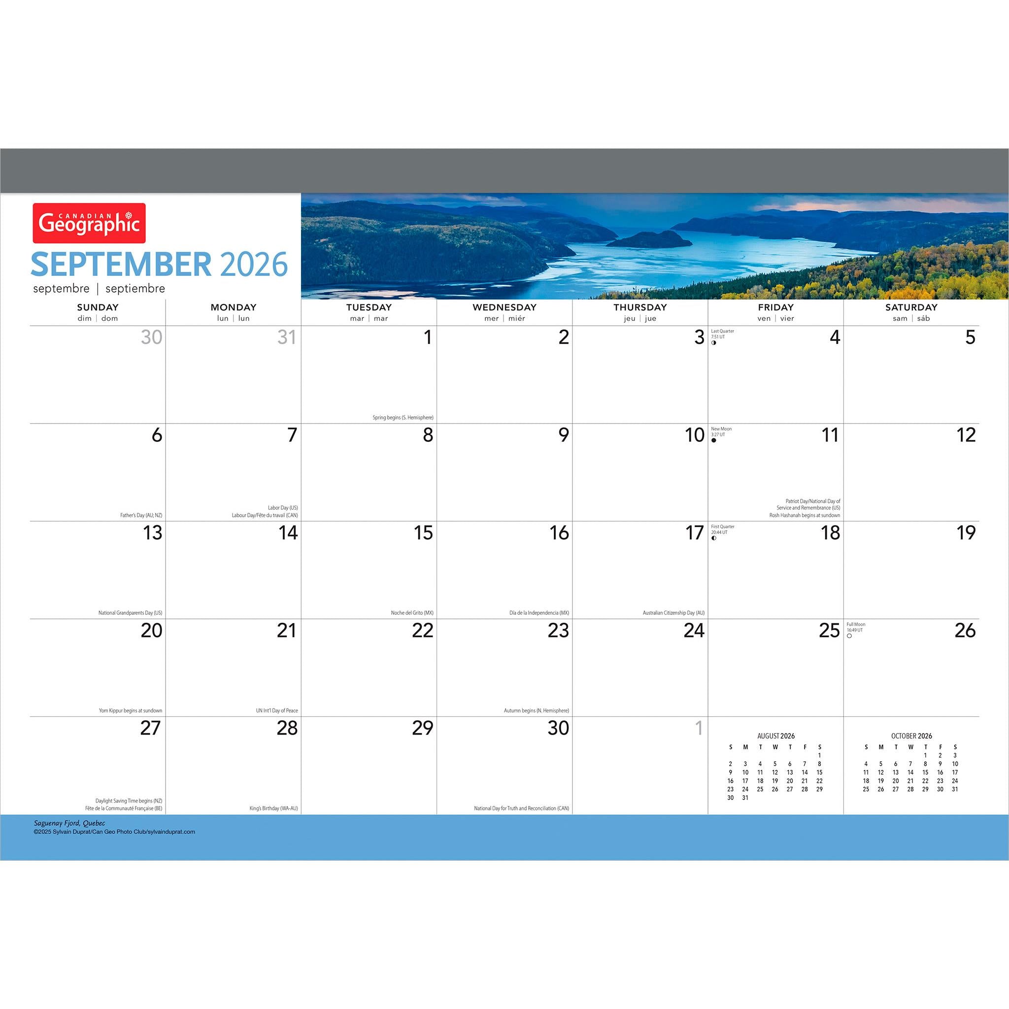Calendrier de bureau Canadian Geographic 2026