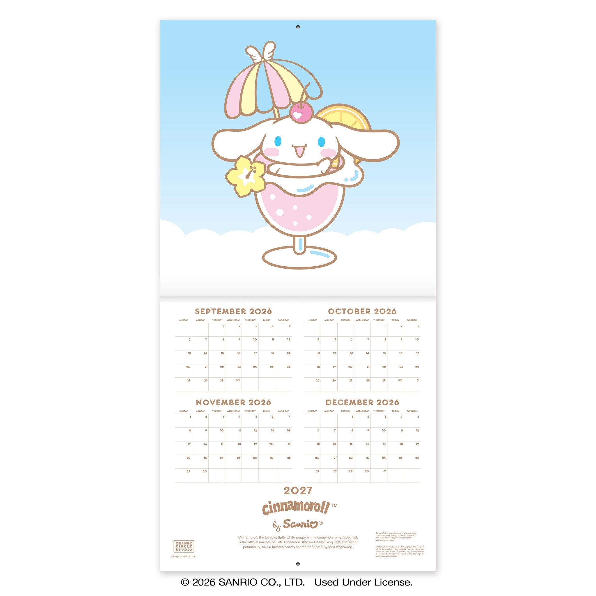 Cinnamoroll 2027 Wall Calendar