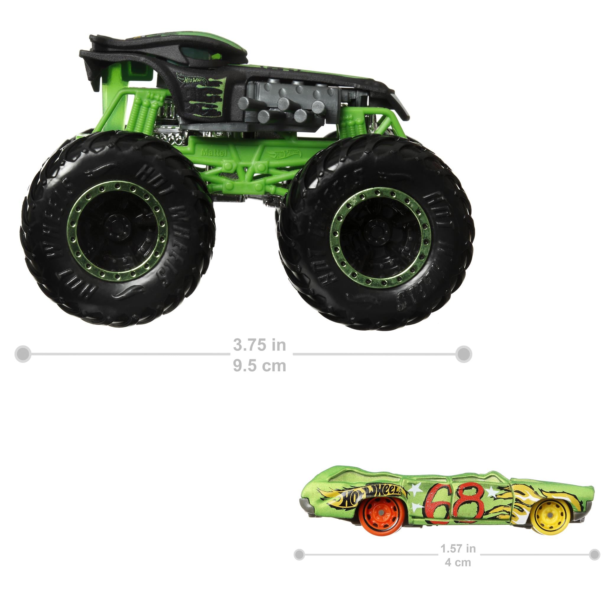 Hot Wheels Monster Truck 1:64 Camion et voiture moulés sous pression - Modèles assortis