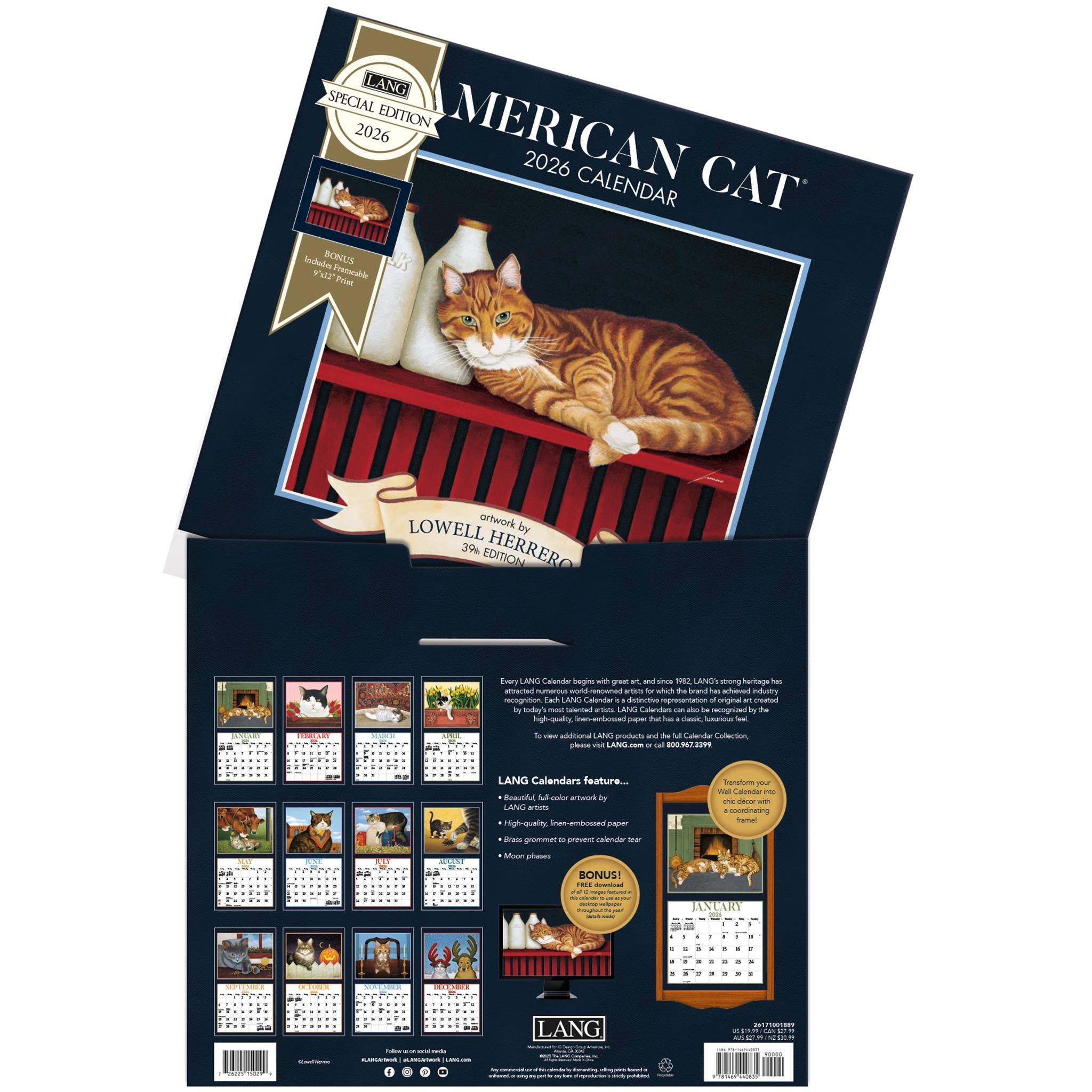 American Cat 2026 Deluxe Special Edition Wall Calendar with Print