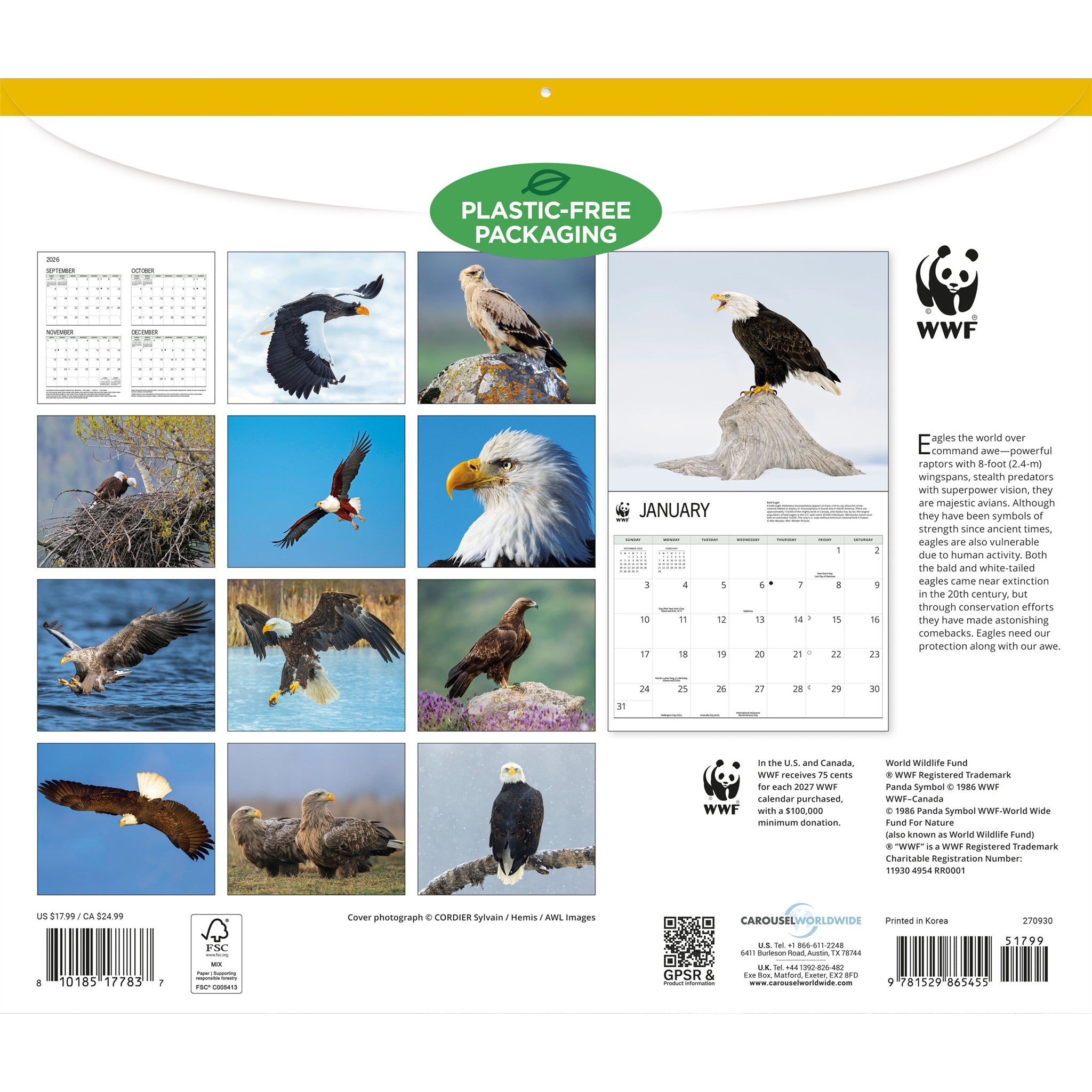 Calendrier mural 2027 Aigles - WWF