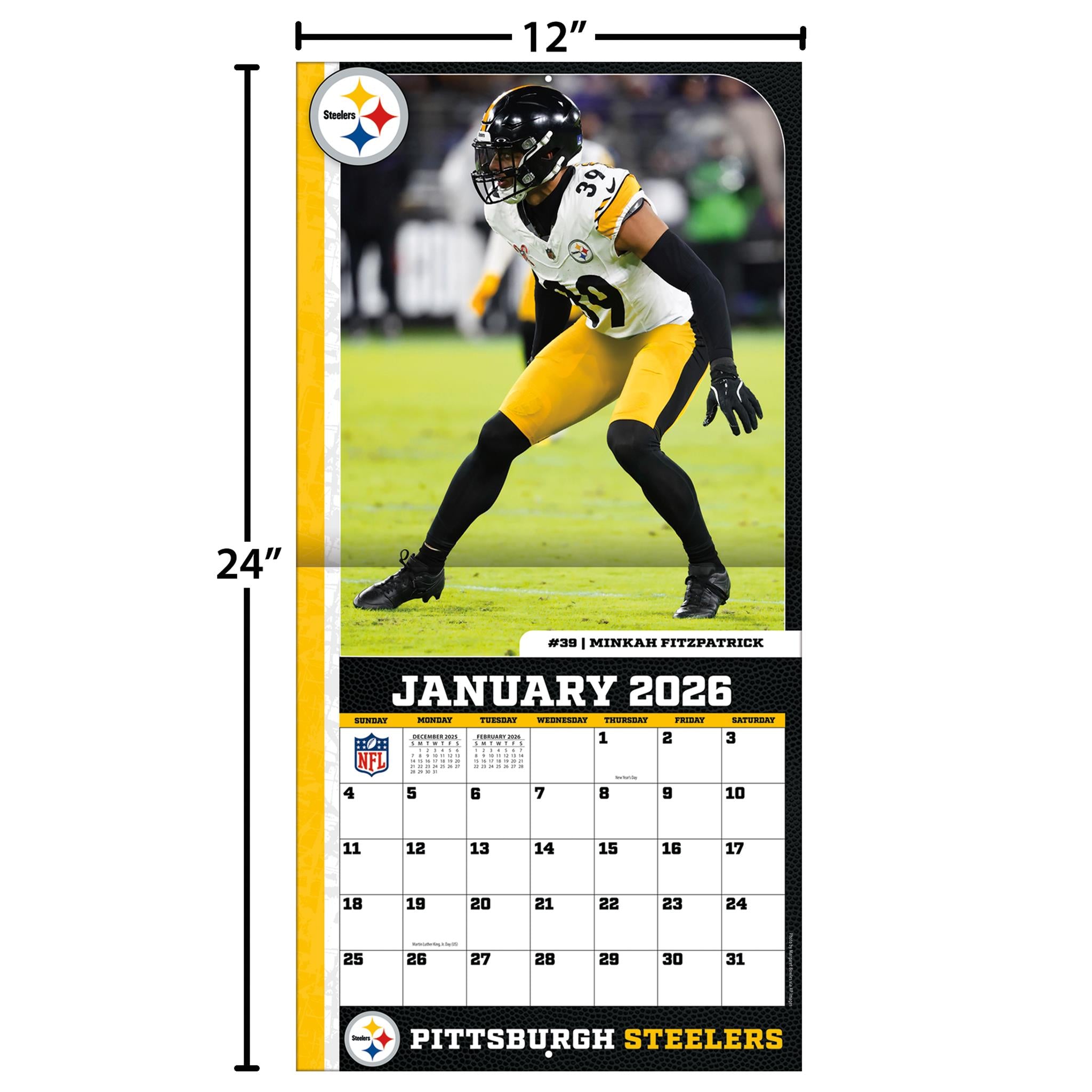 Calendrier mural 2026 des Steelers de Pittsburgh (NFL)