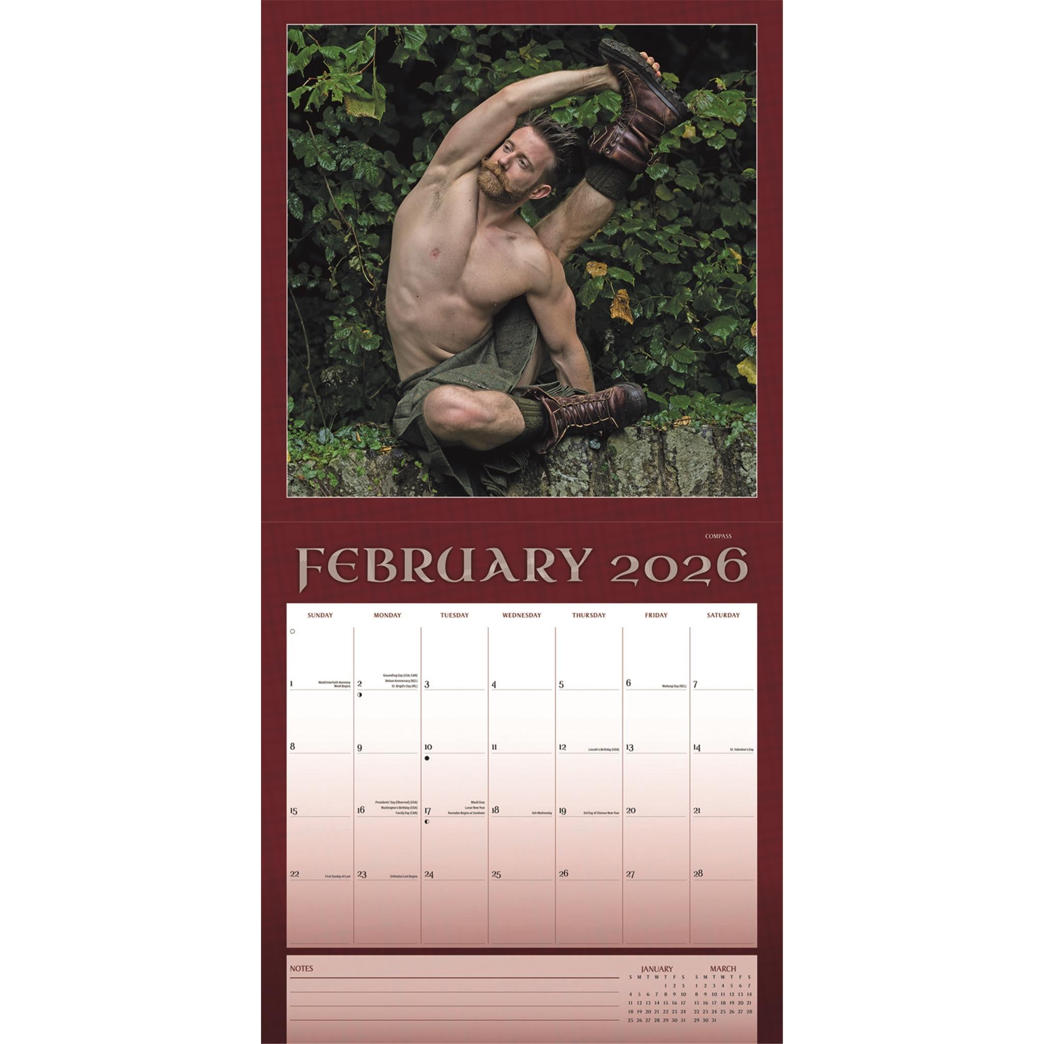 Kilted Yoga 2026 Wall Calendar