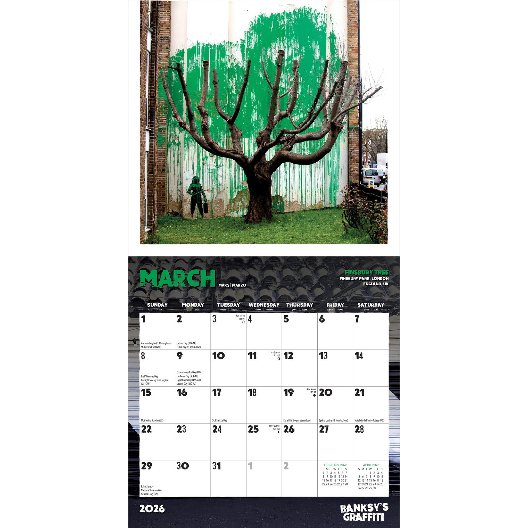 Mini-calendrier Banksy Graffiti 2026 - Disponible uniquement en ligne